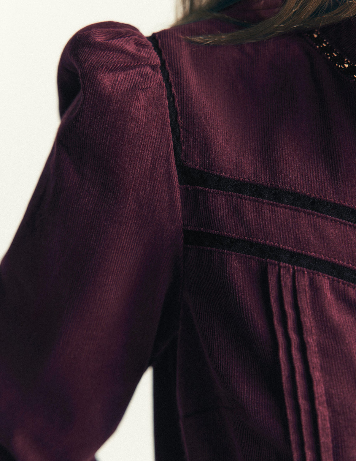 Carmen Lace Trim Cord Top-Dark Cherry - Image 6