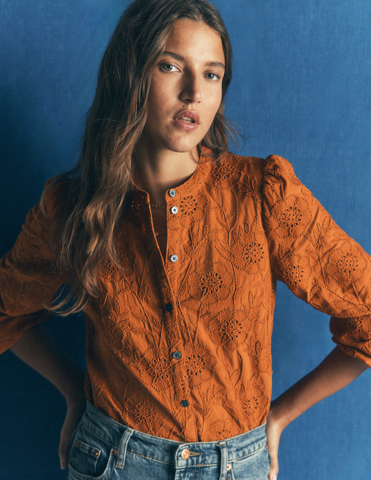 Broderie Cotton Top-Sugar Almond-1