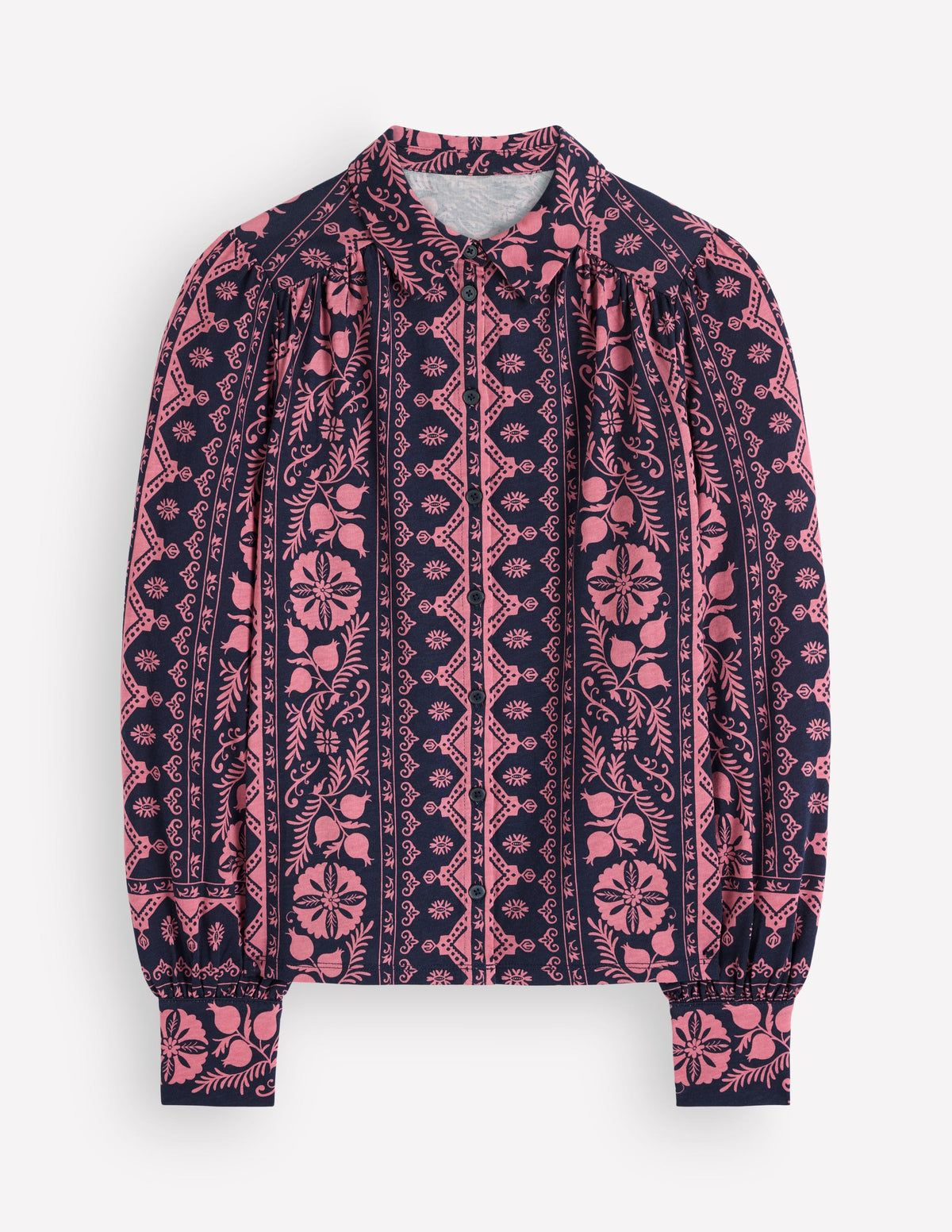 Collared Jersey Shirt-French Navy, Charmed Foliage-5