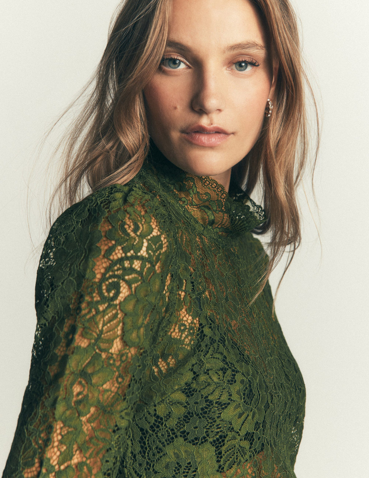 Lace Detail Top-Brunswick Green-2