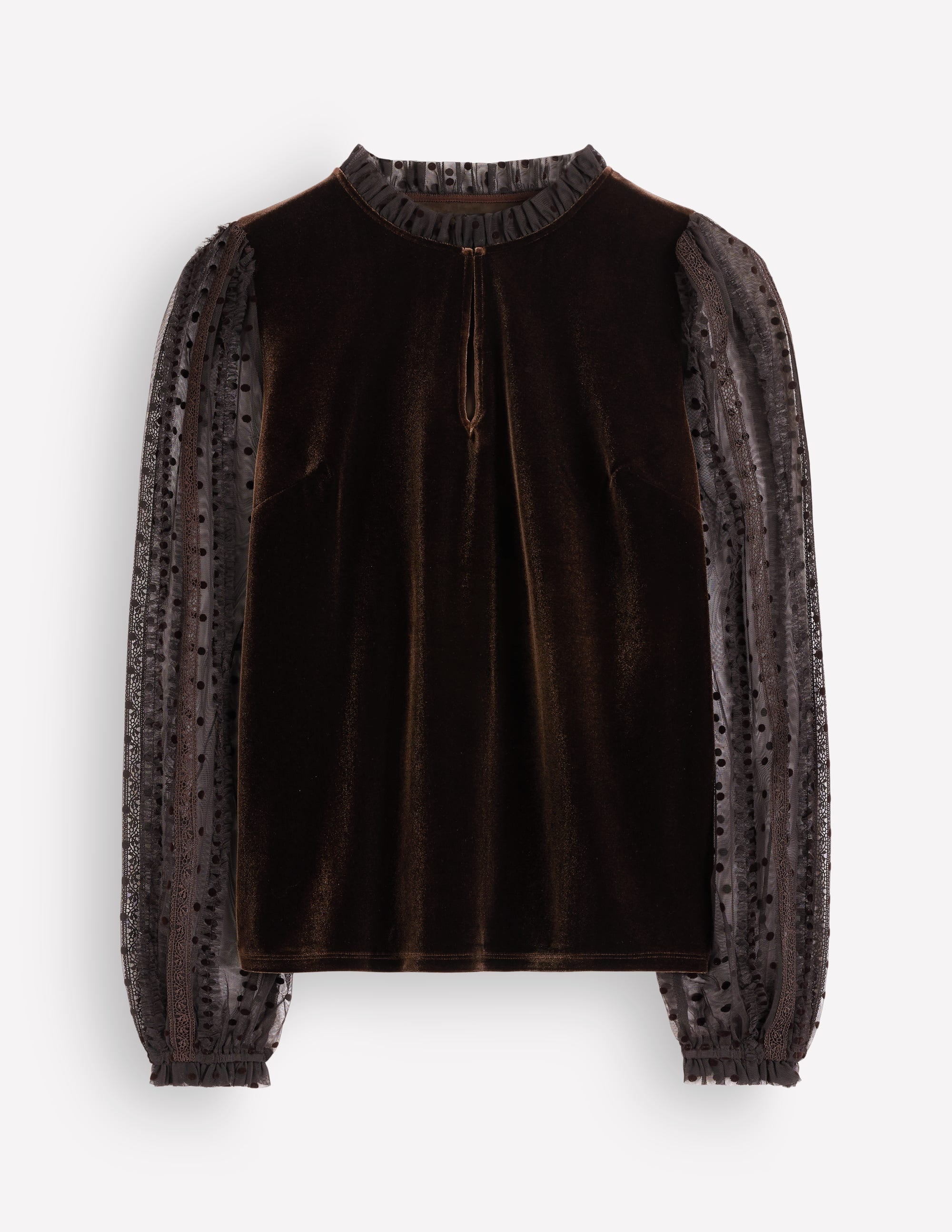 Tulle Mix Velvet Top - Dark Chocolate | Boden USA