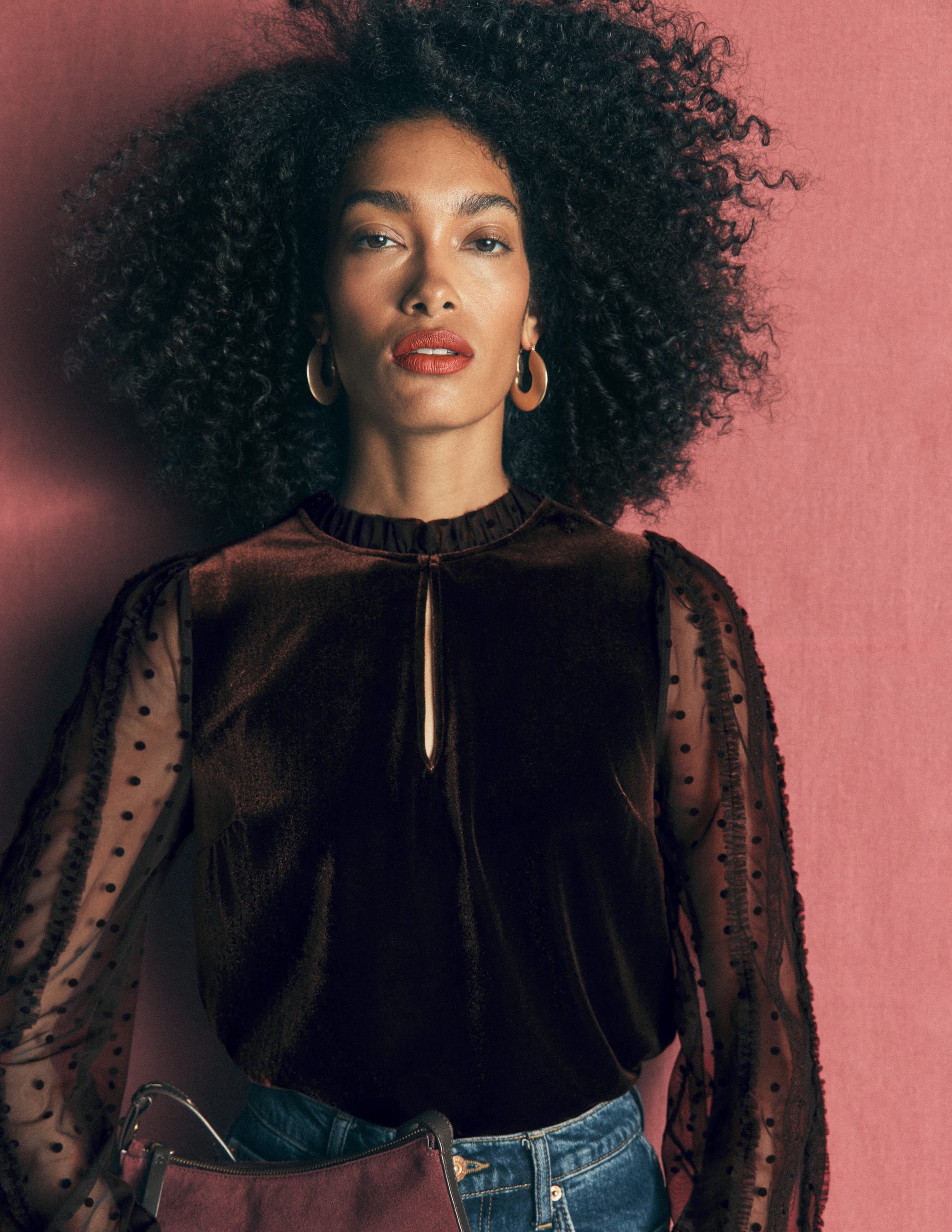 Tulle Mix Velvet Top - Dark Chocolate | Boden USA