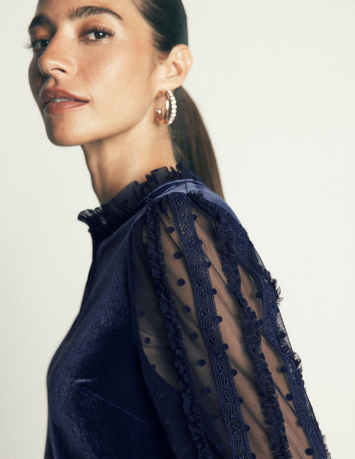 Tulle Mix Velvet Top-Zodiac Purple - Image 2