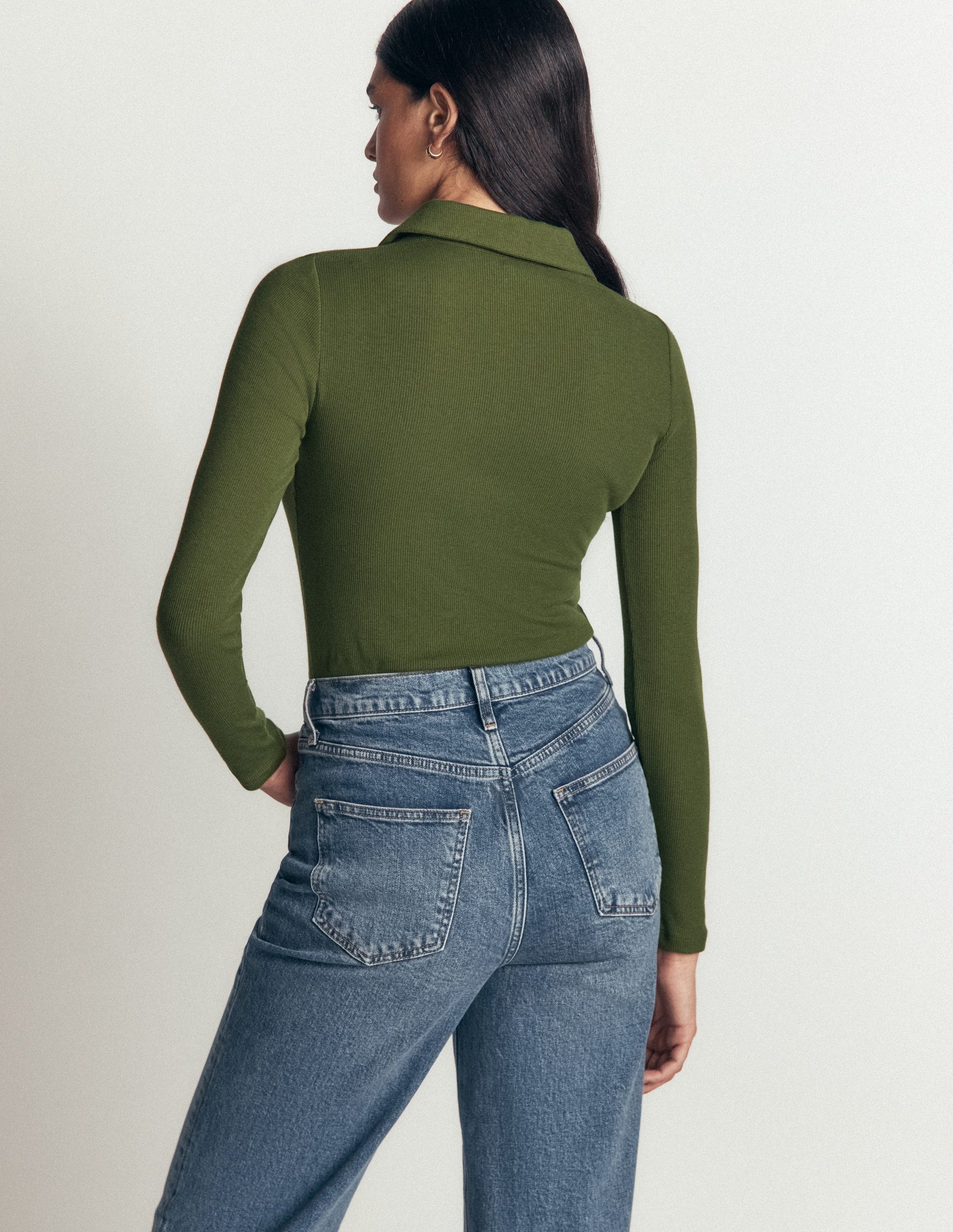 Jersey Velvet Ribbed Shirt-Forest Green-3