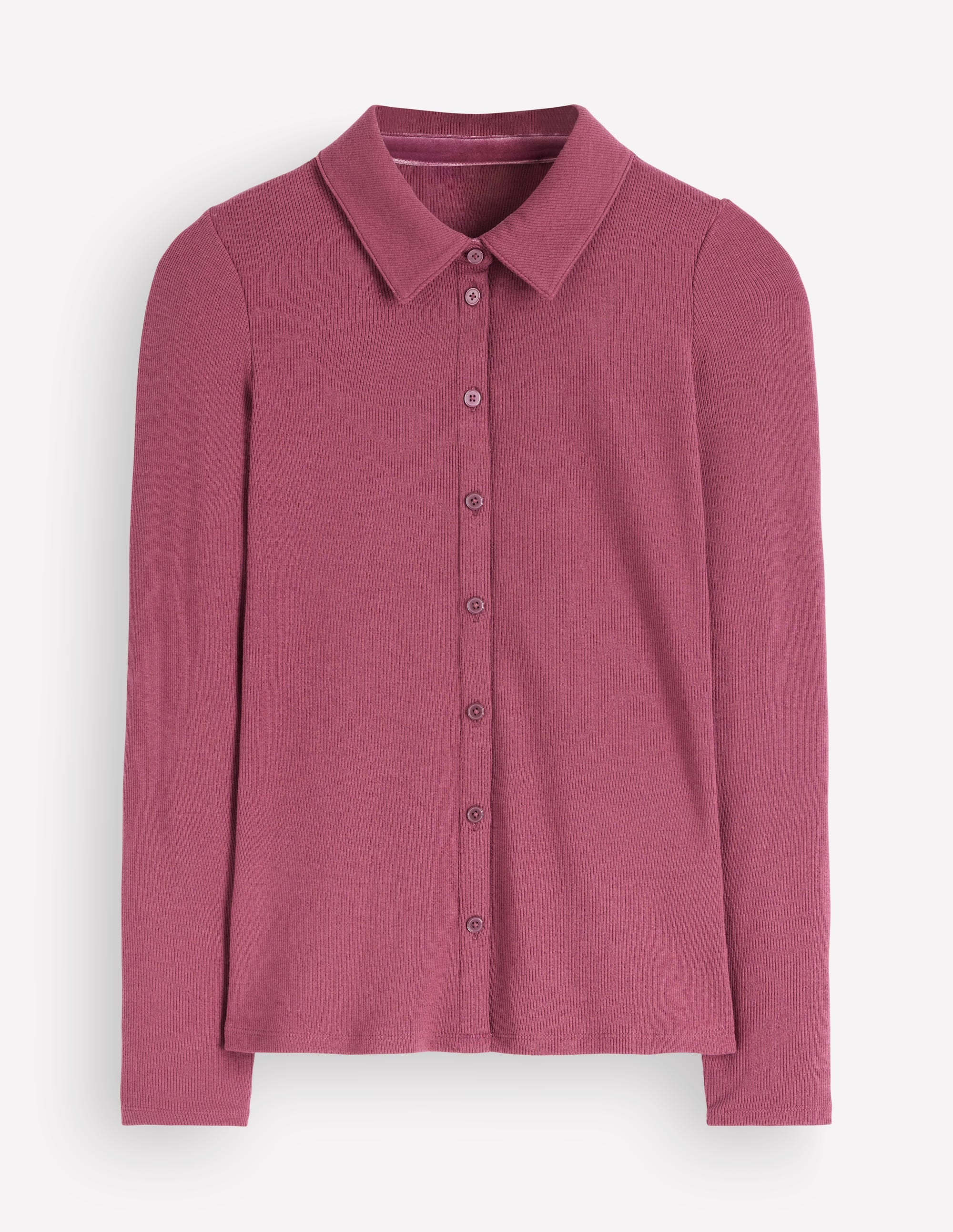 Jersey Velvet Ribbed Shirt-Maroon - Image 5