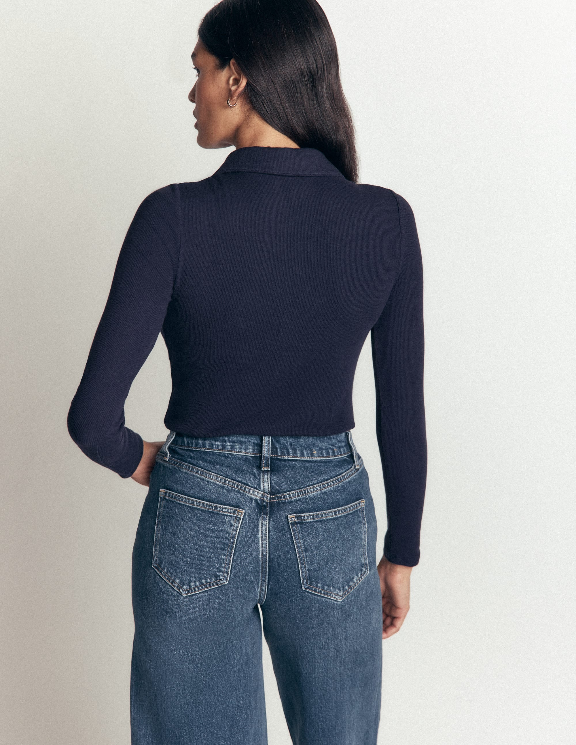 Jersey Velvet Ribbed Shirt-Navy - Image 3