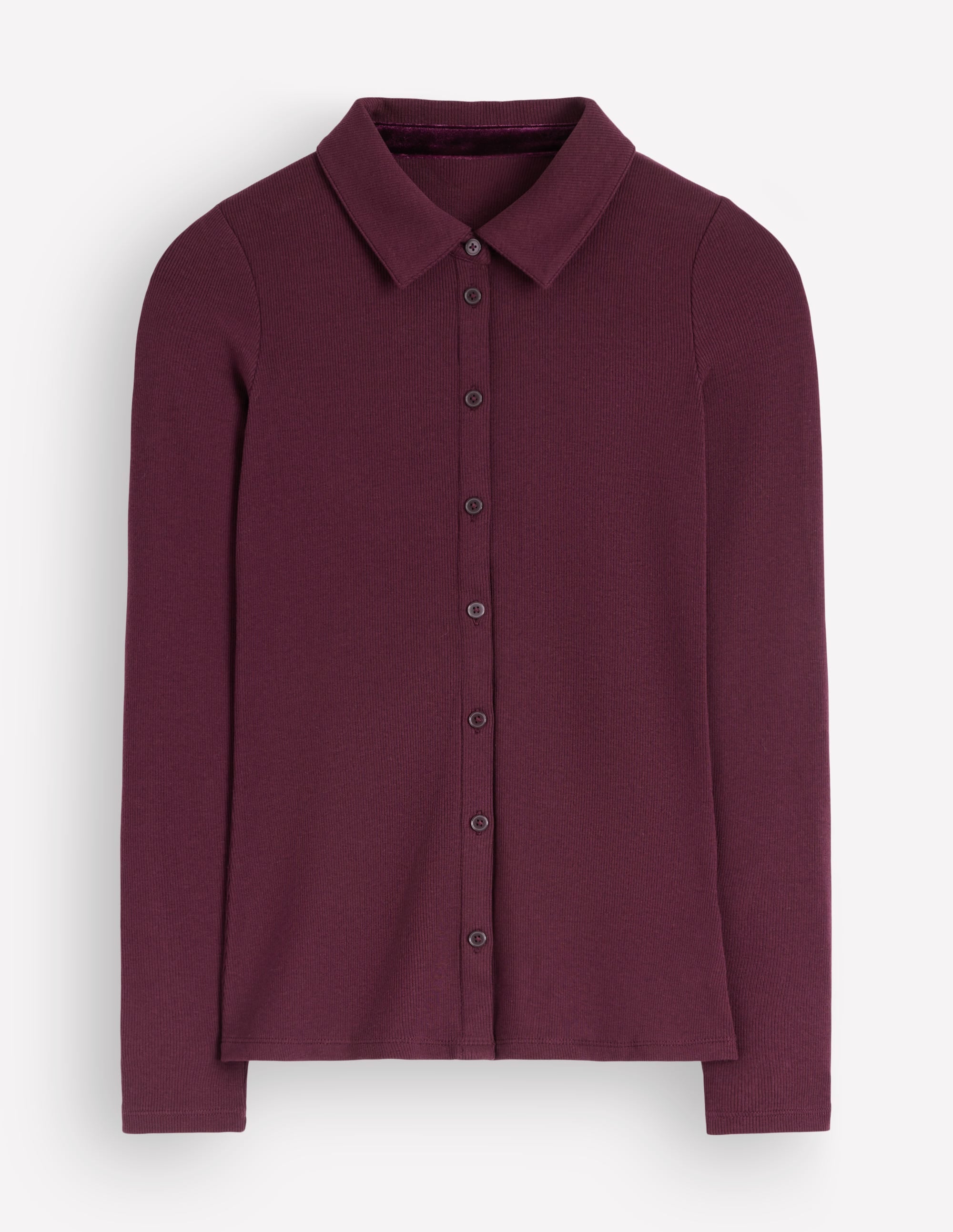 Jersey Velvet Ribbed Shirt-Dark Cherry - Image 5