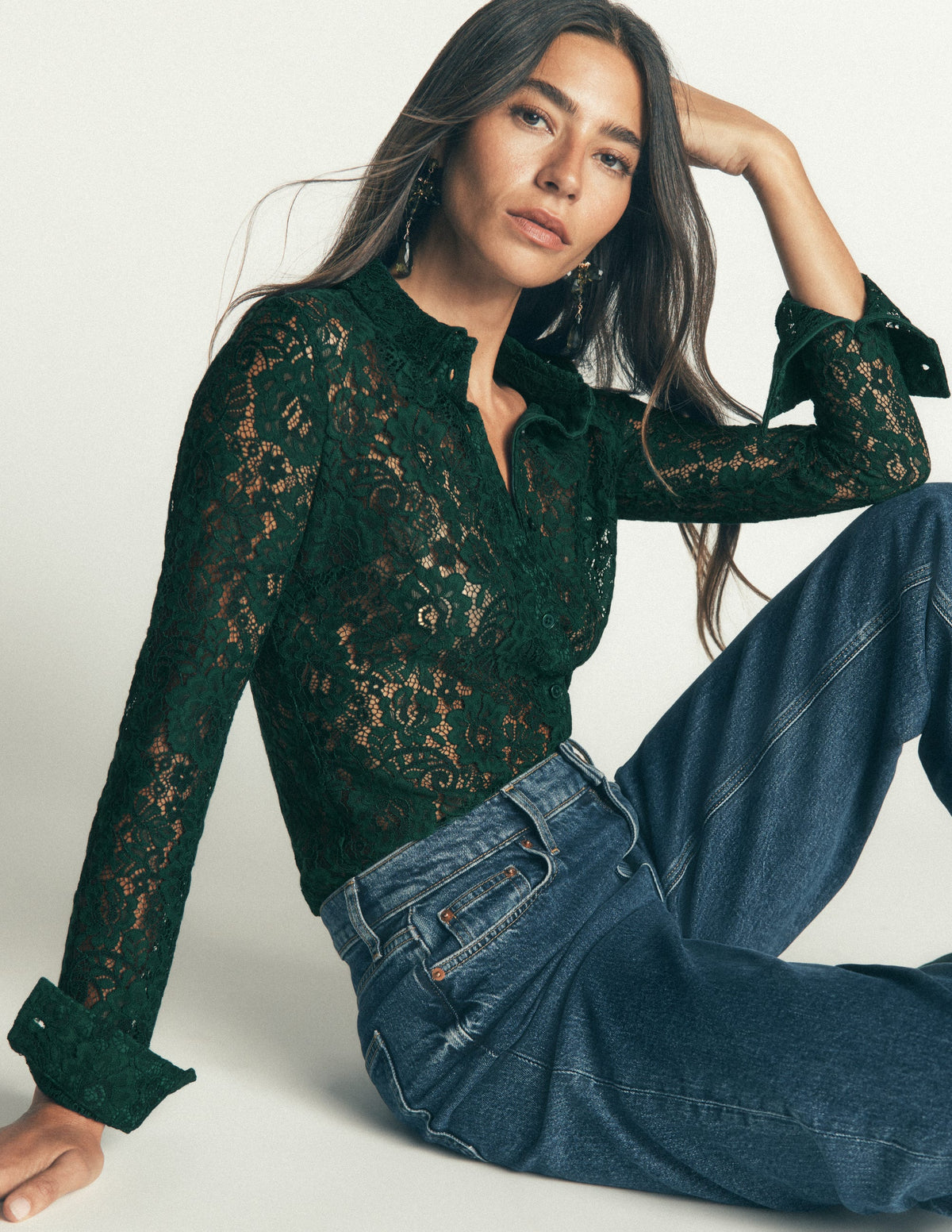 Jersey Lace Shirt-Green Pine - Image 1