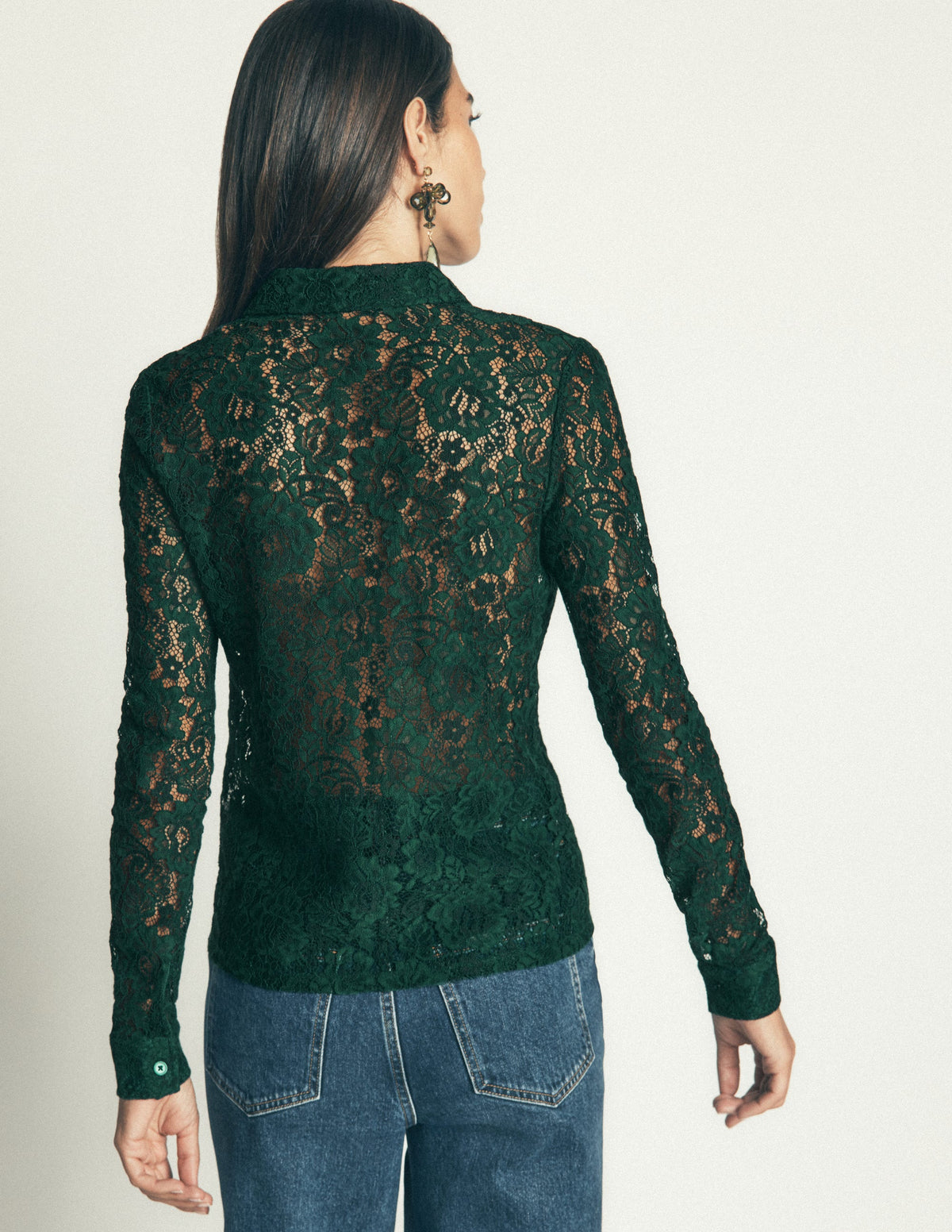 Jersey Lace Shirt-Green Pine - Image 3