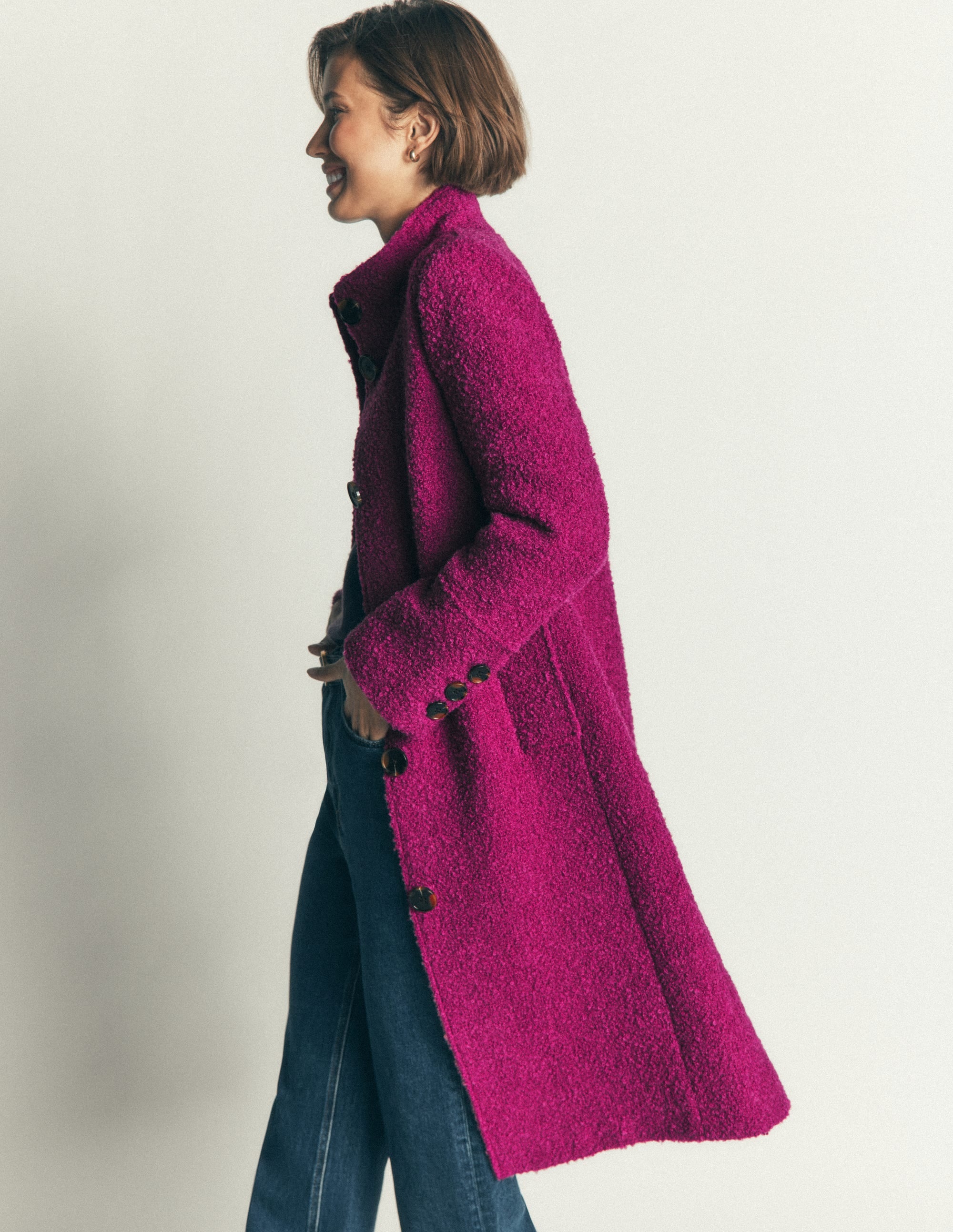 Funnel Neck Wool Coat - Festival Fuschia | Boden USA