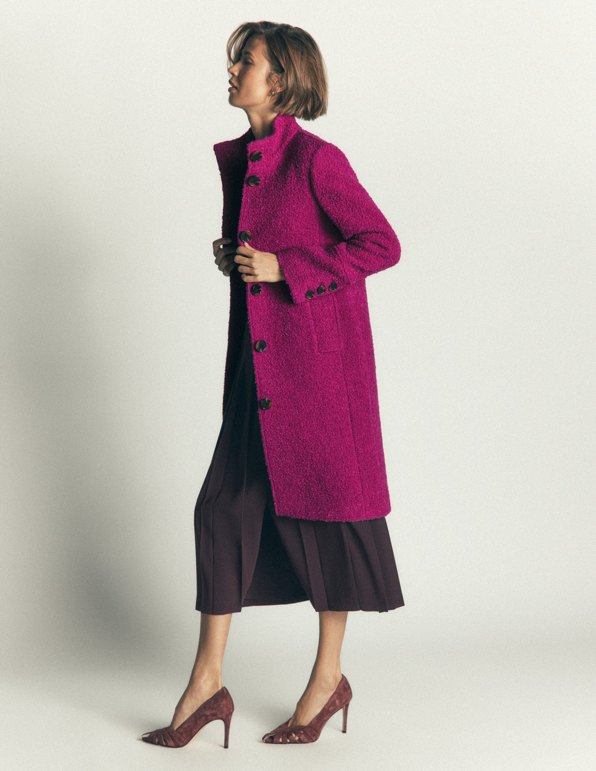Funnel Neck Wool Coat-Festival Fuschia-5