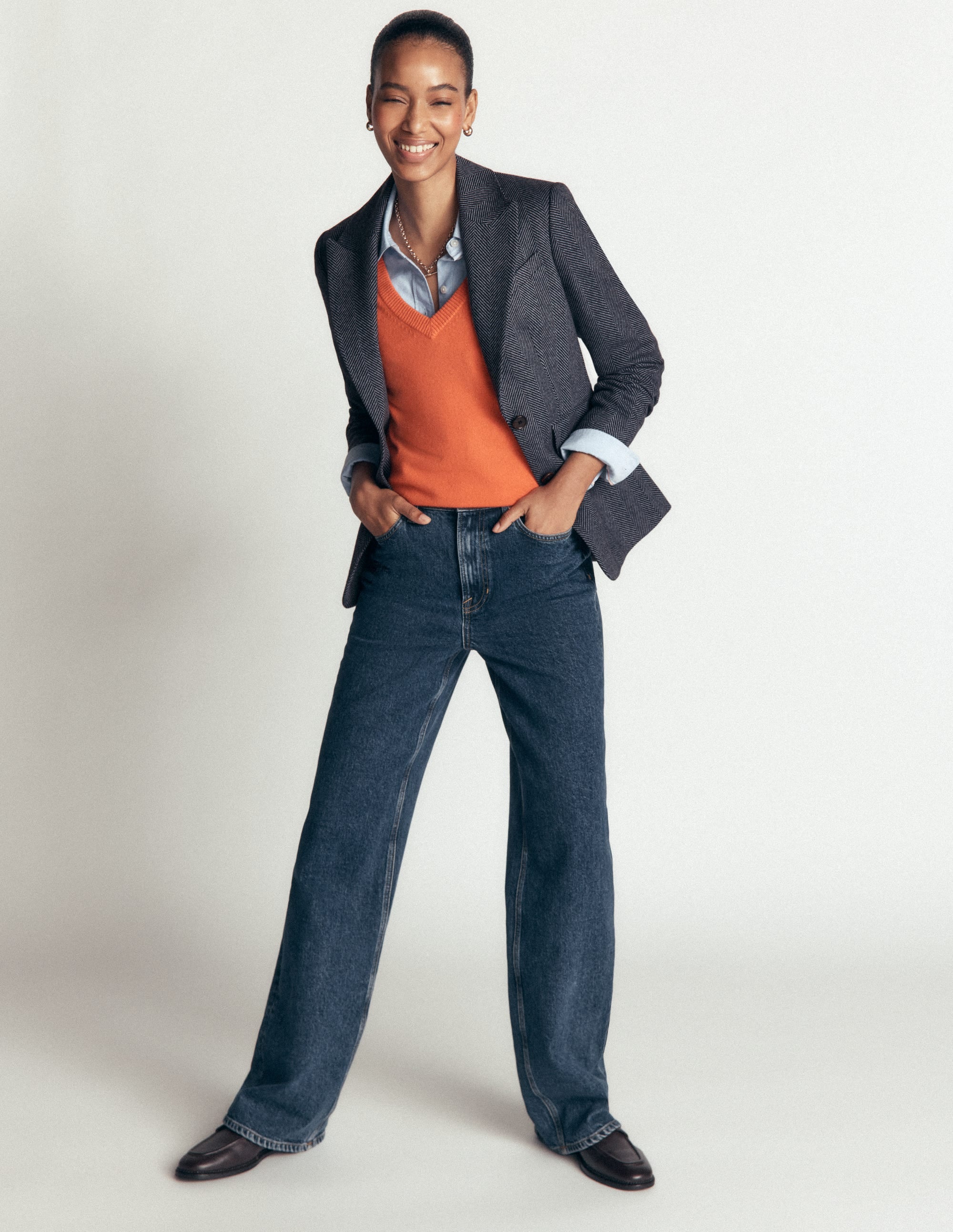 Stamford Wool Blazer-Blue and Navy Herringbone - Image 4