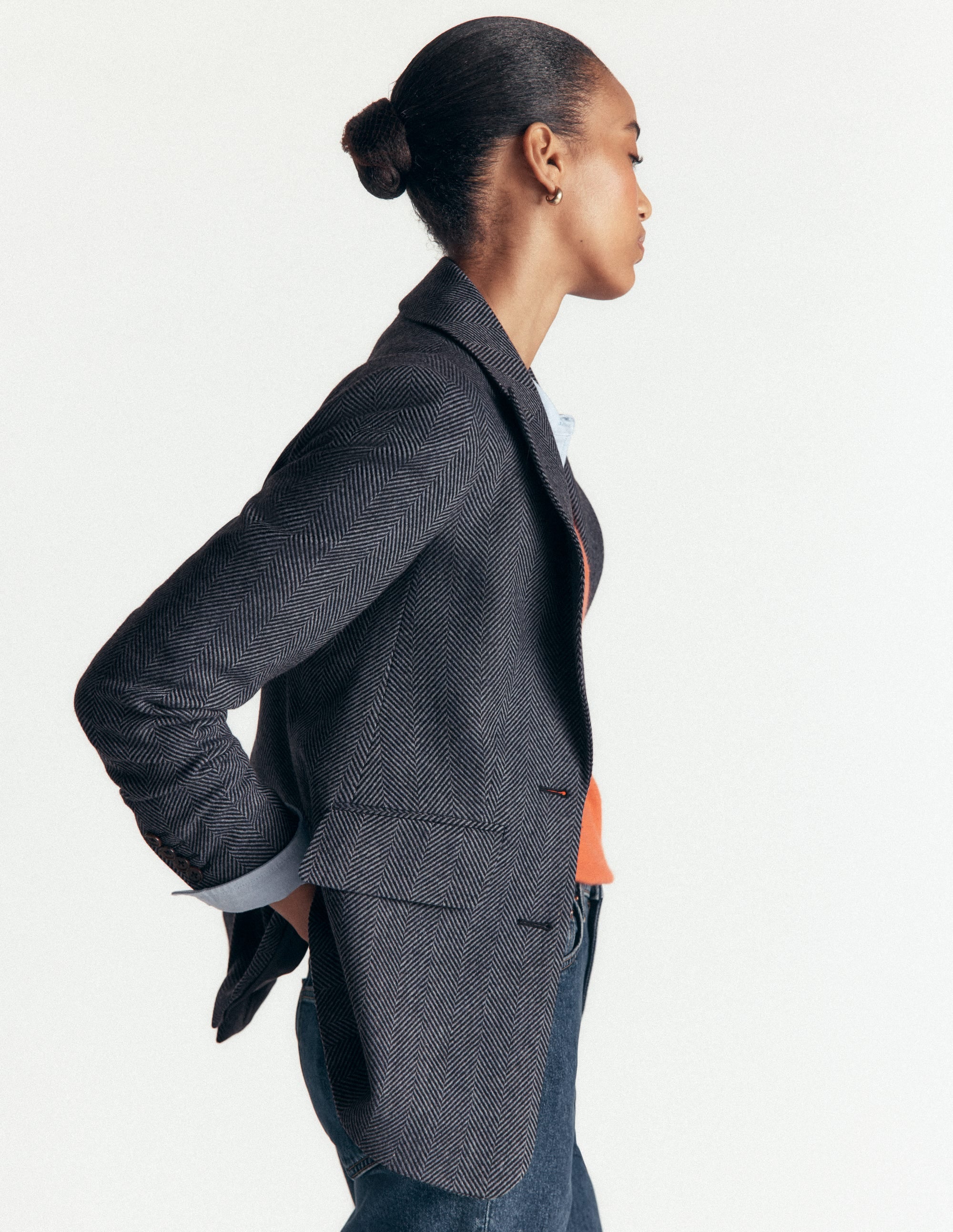 Stamford Wool Blazer-Blue and Navy Herringbone - Image 5