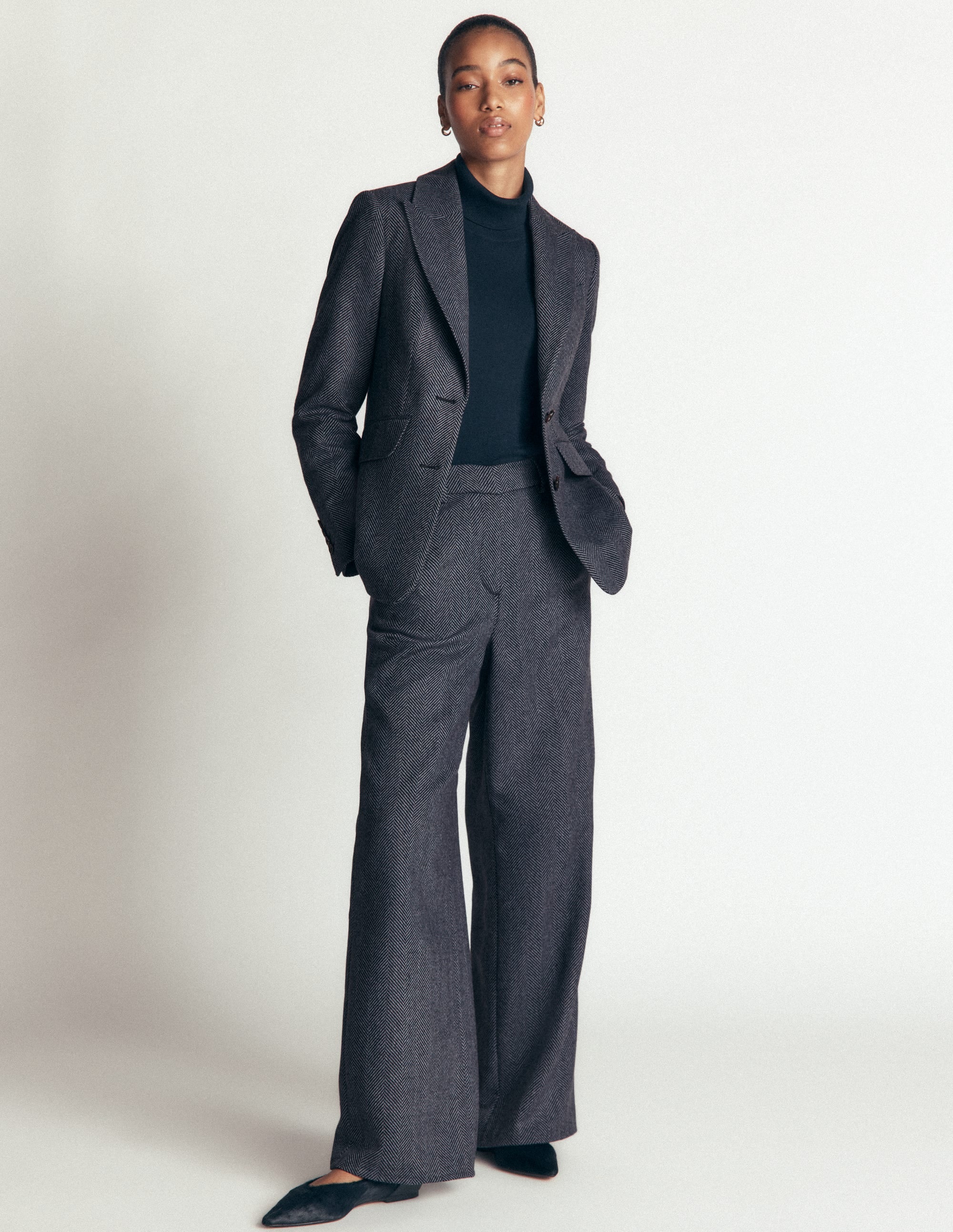 Stamford Wool Blazer-Blue and Navy Herringbone - Image 6