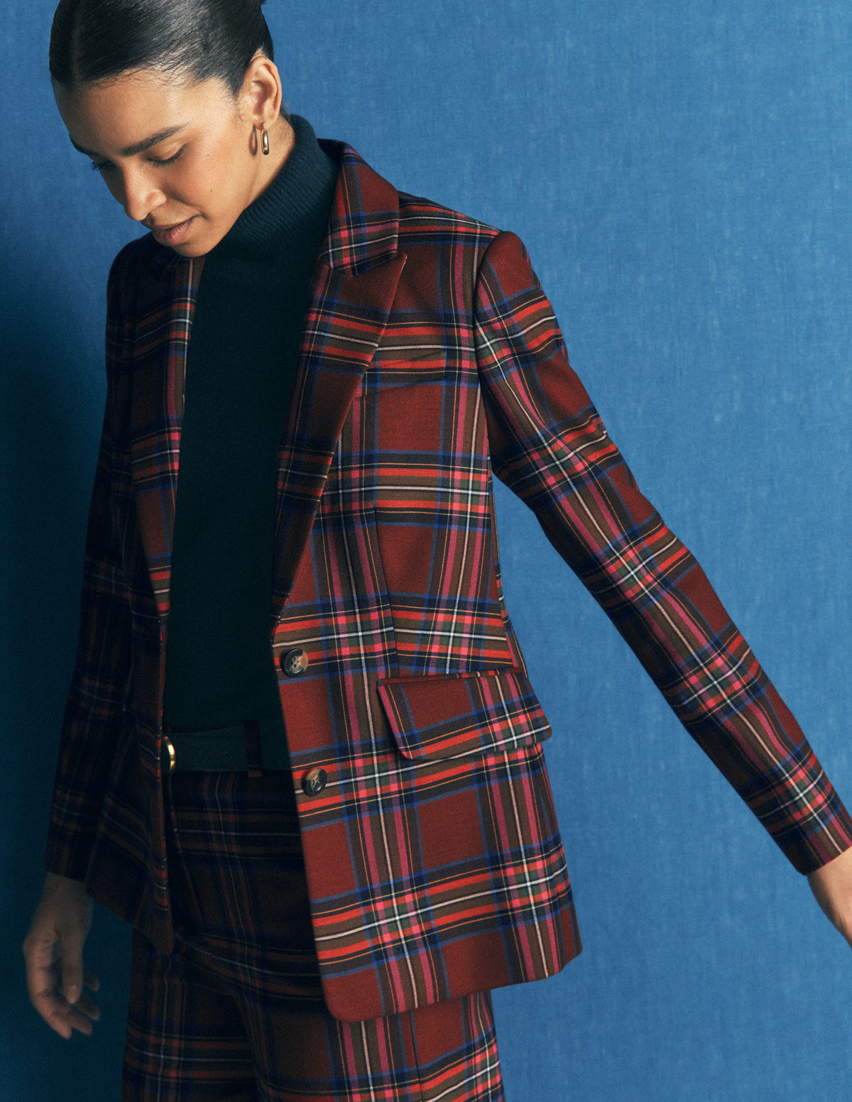 Stamford Wool Blazer-Brown, Blue and Orange Check-2