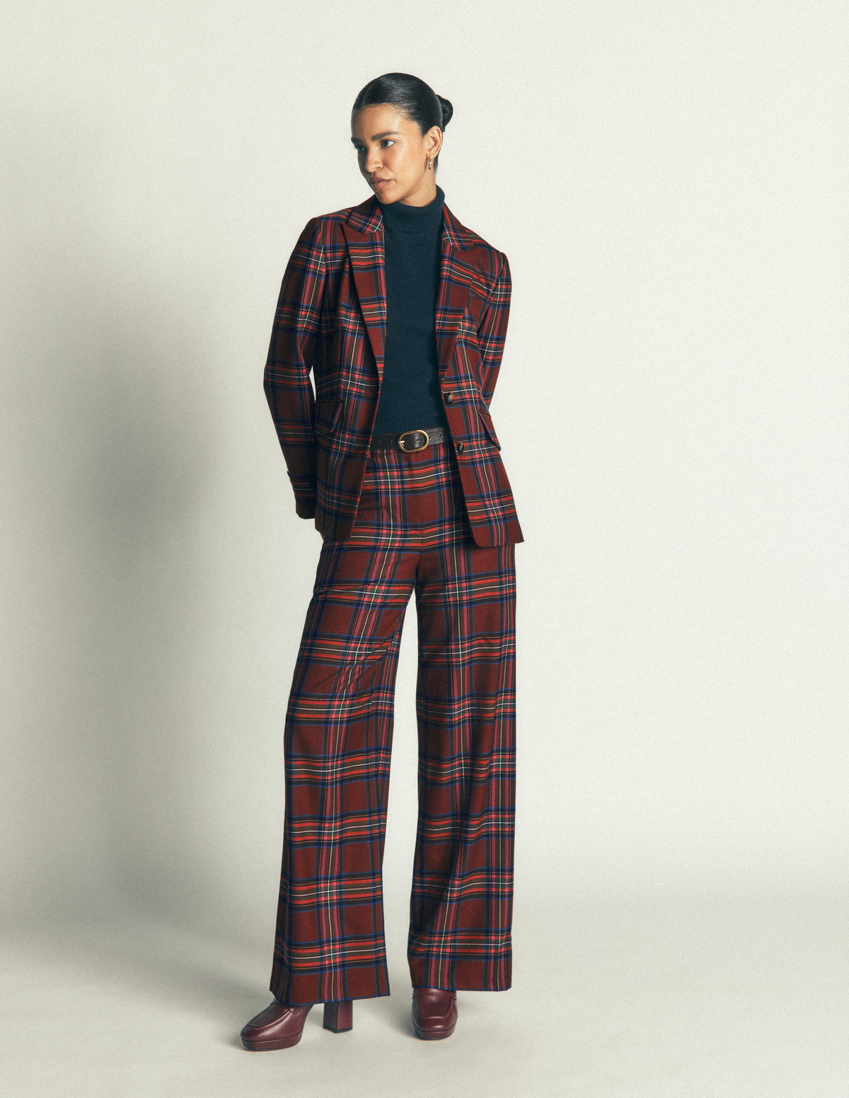 Stamford Wool Blazer-Brown, Blue and Orange Check - Image 5
