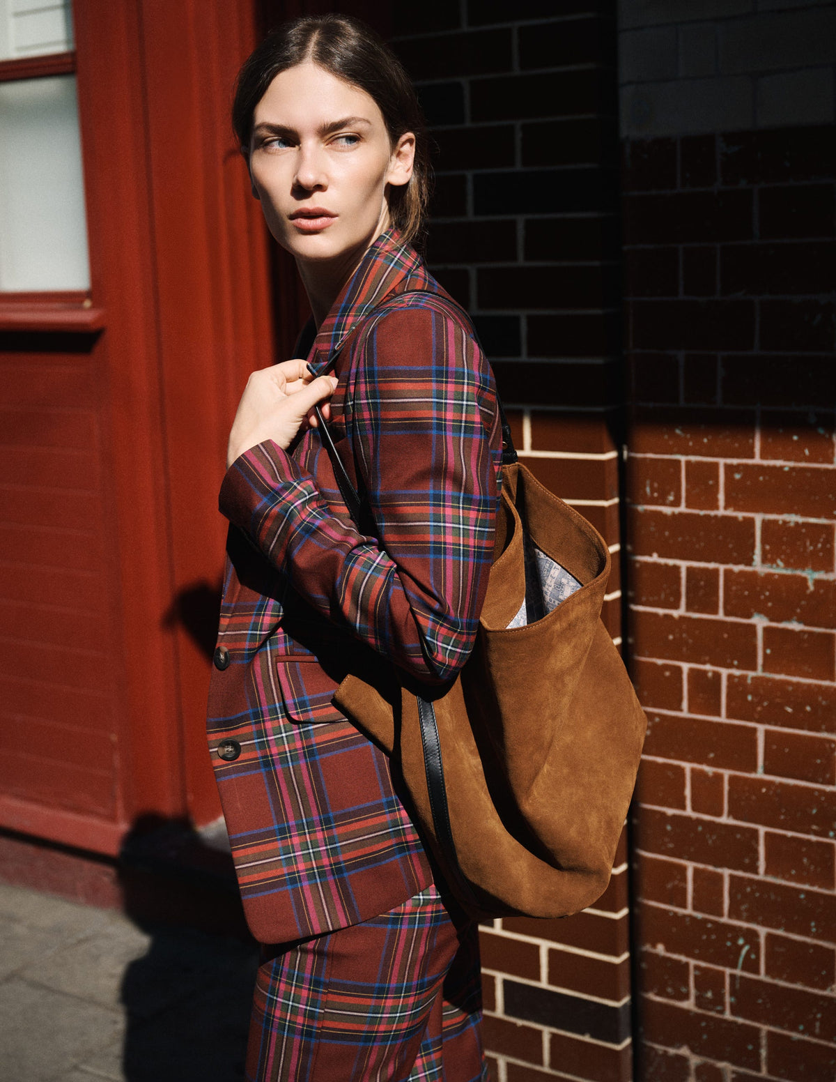 Stamford Wool Blazer-Brown, Blue and Orange Check-1