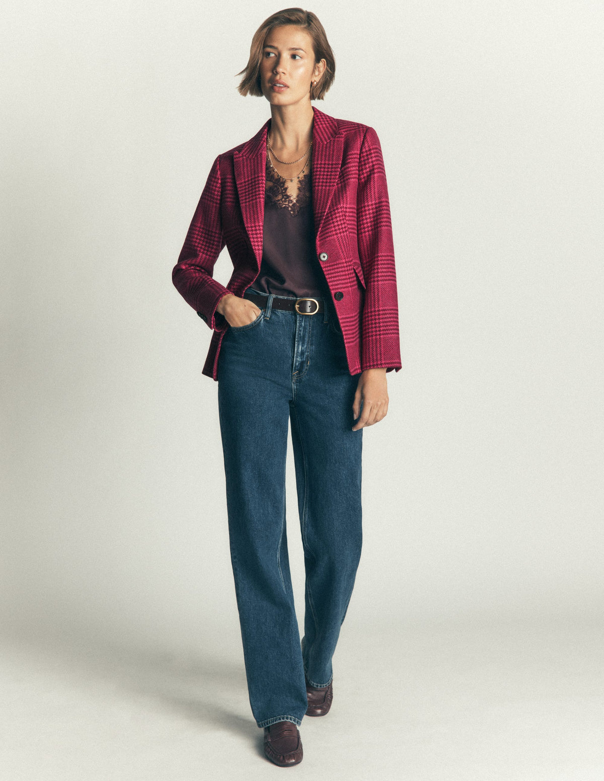 Stamford Wool Blazer-Pink And Maroon Check-6