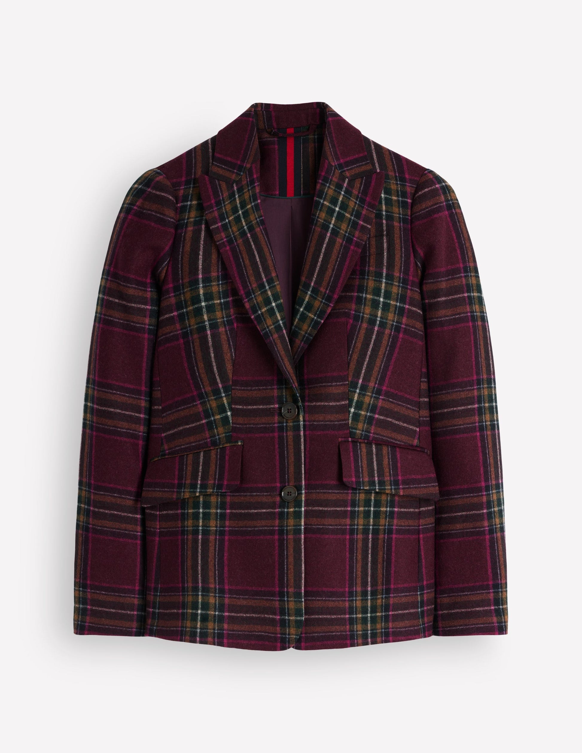 Stamford Wool Blazer-Maroon And Olive Check-8