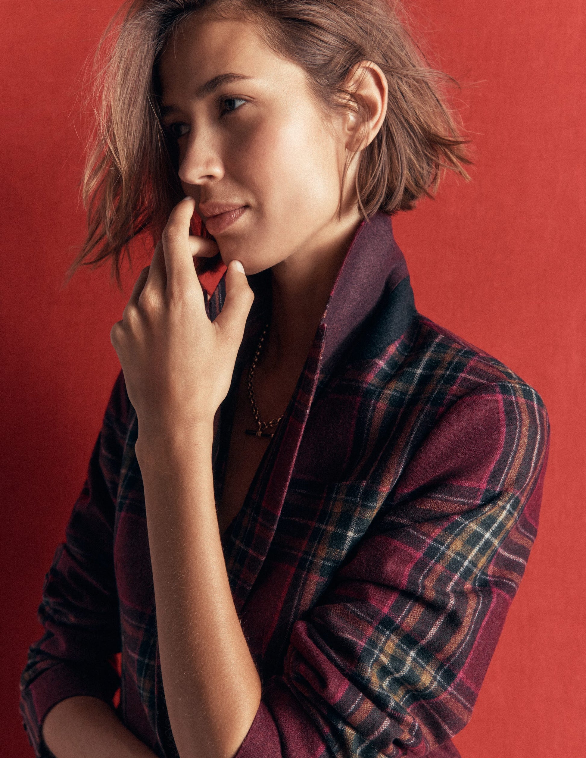 Stamford Wool Blazer-Maroon And Olive Check-5