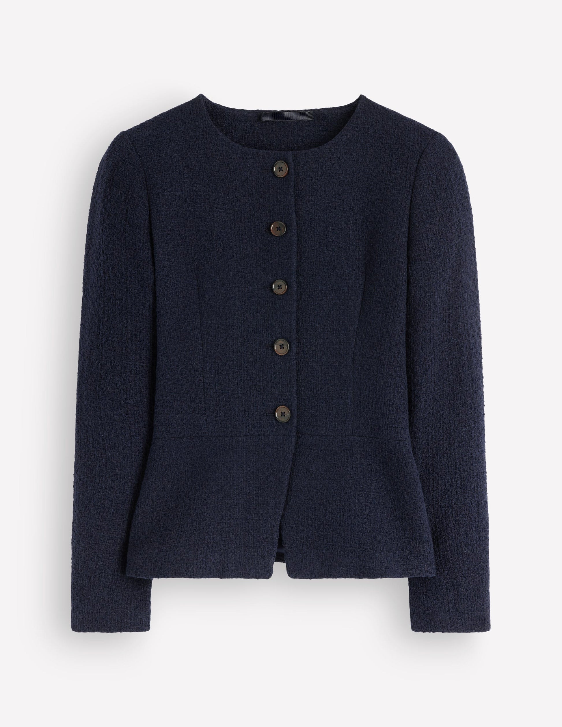 Collarless Tailored Blazer-Navy-6