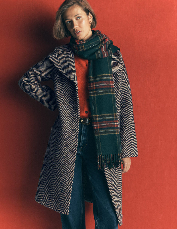Cotswold Wool Coat-Grey Herringbone