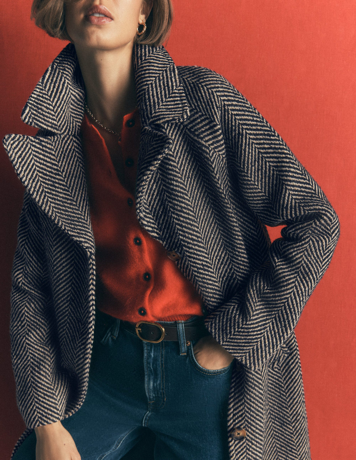Cotswold Wool Coat-Grey Herringbone-2