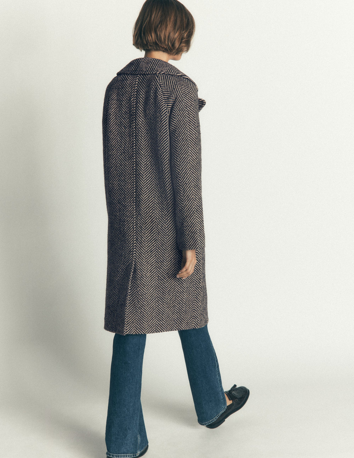 Cotswold Wool Coat-Grey Herringbone - Image 3