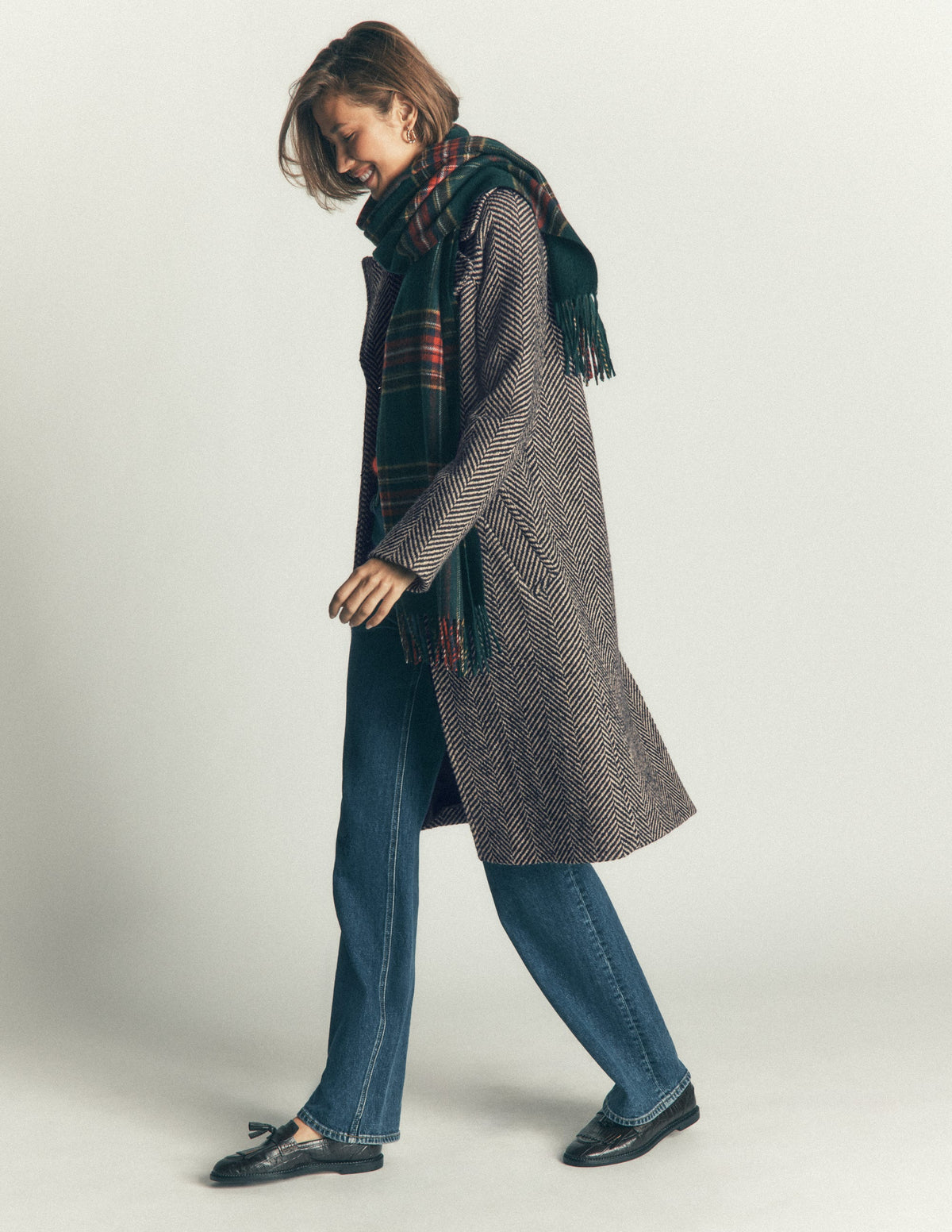 Cotswold Wool Coat-Grey Herringbone - Image 4