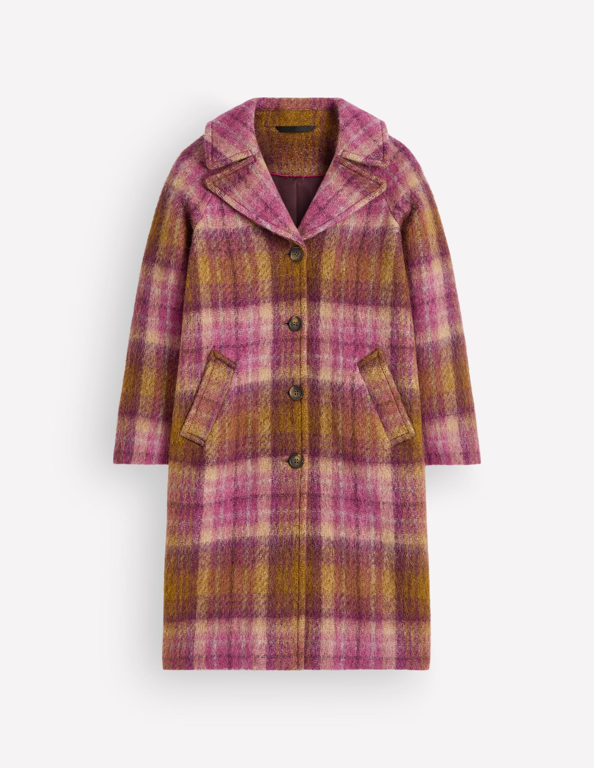 Cotswold Wool Coat-Camel, Pink Check-9