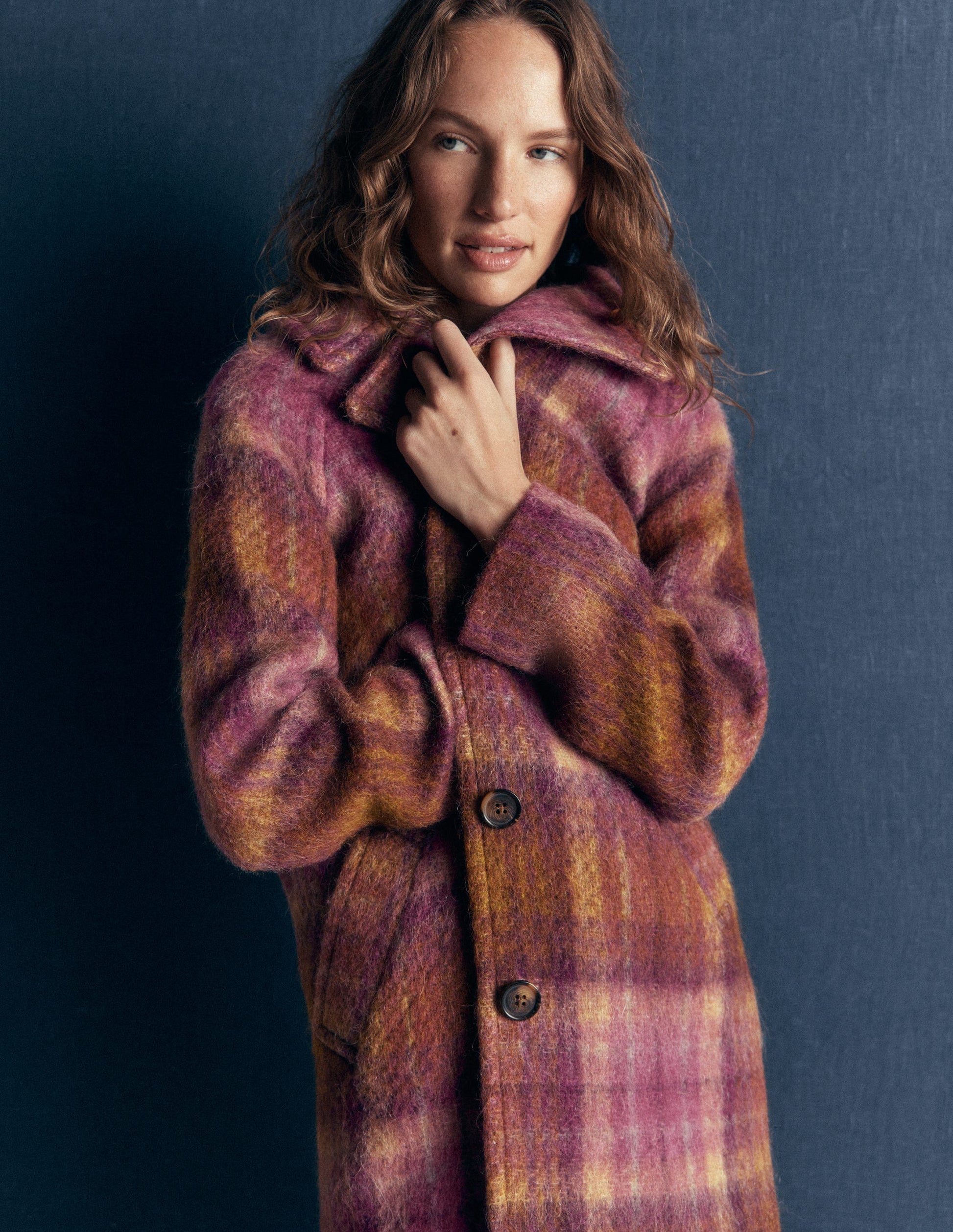 Cotswold Wool Coat-Camel, Pink Check-3