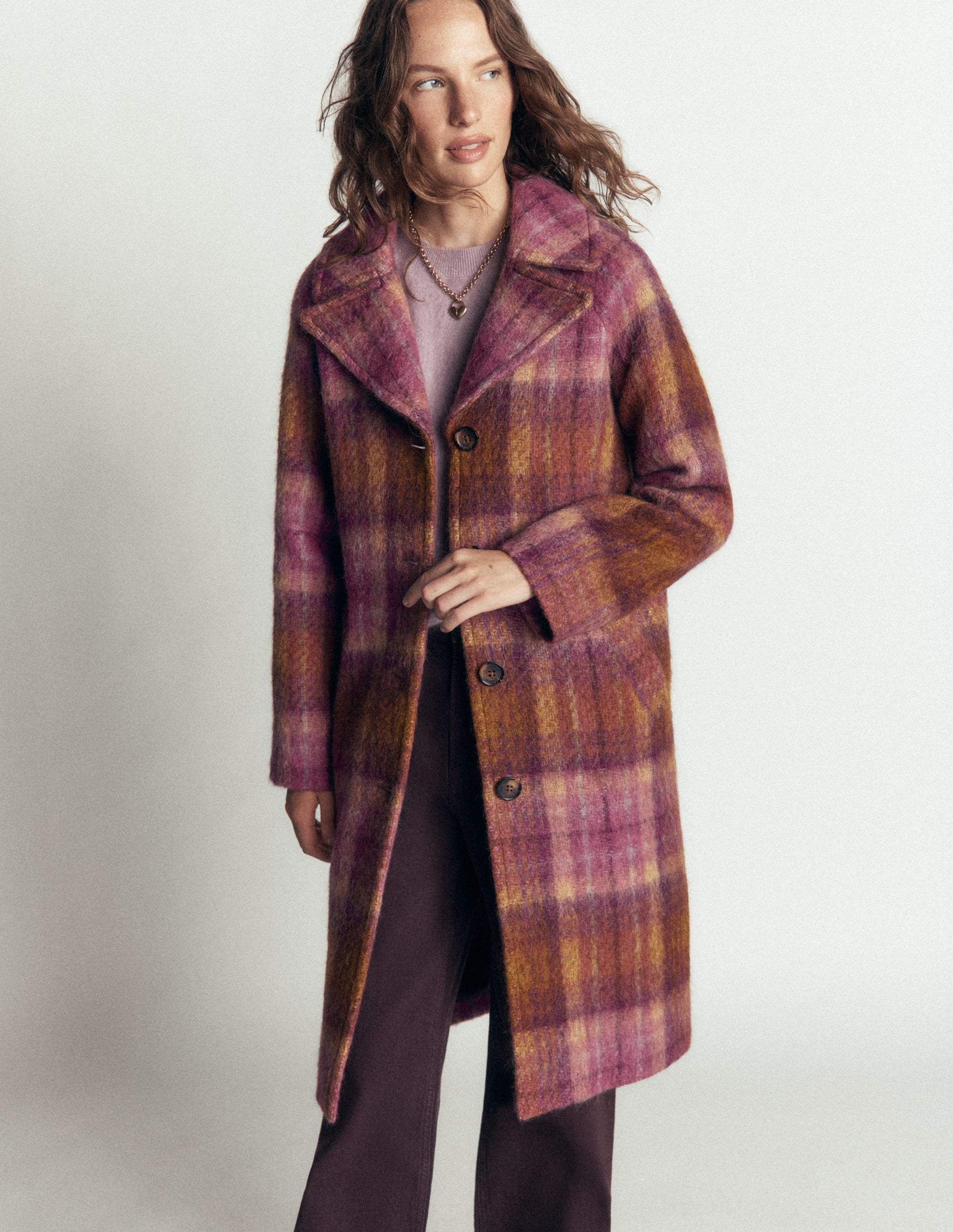 Cotswold Wool Coat-Camel, Pink Check-7