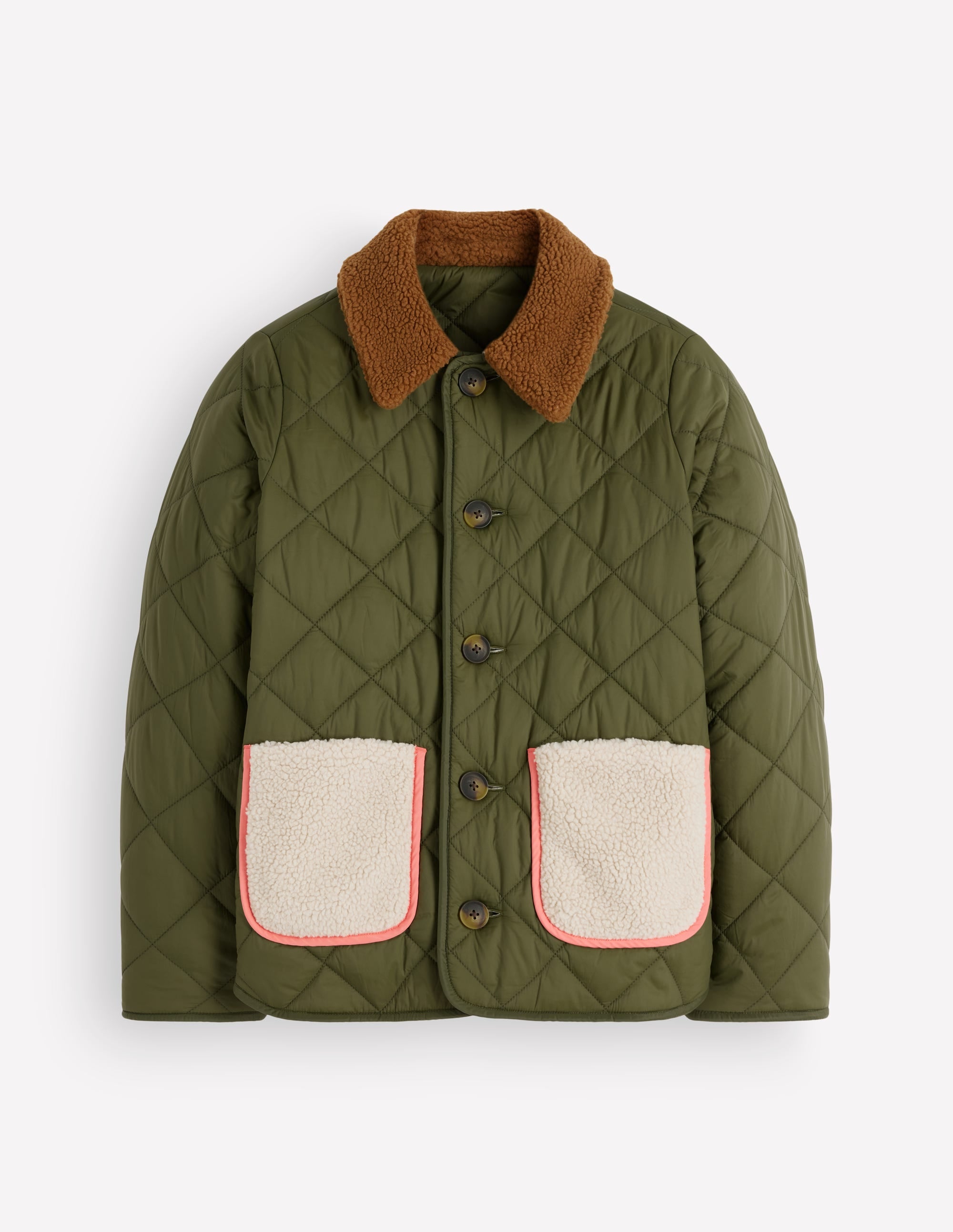 Reversible Borg Mix Coat - Woodland Green | Boden USA