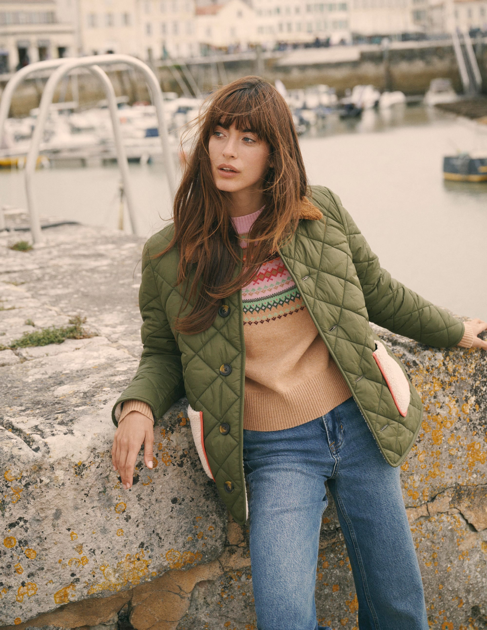Reversible Borg Mix Coat - Woodland Green | Boden USA