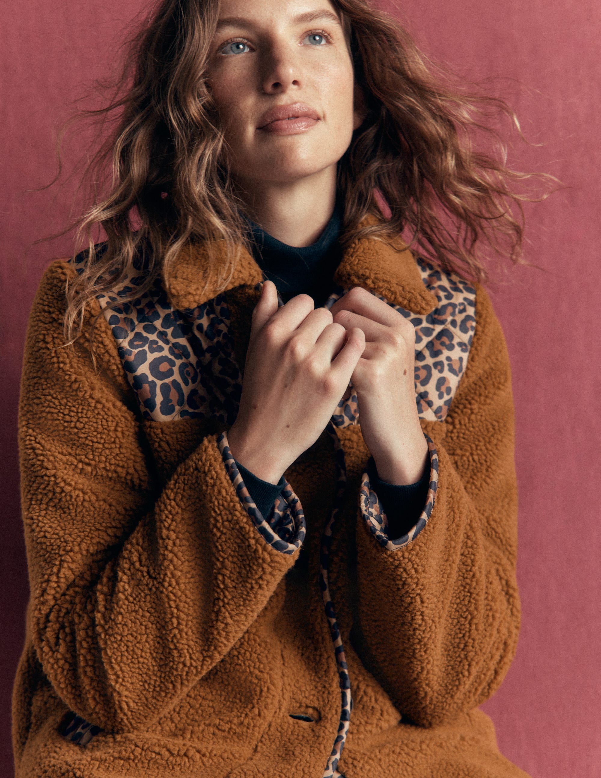 Reversible Borg Mix Coat-Leopard - Image 1