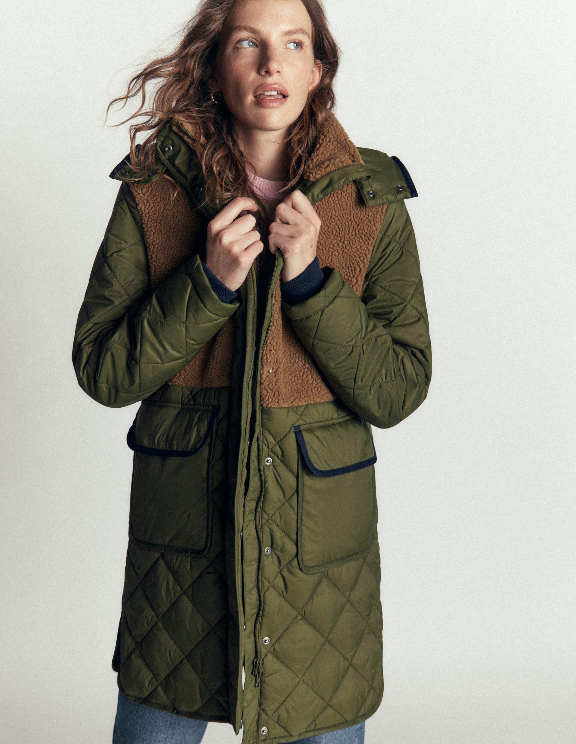 Borg Mix Coat-Woodland Green - Image 4