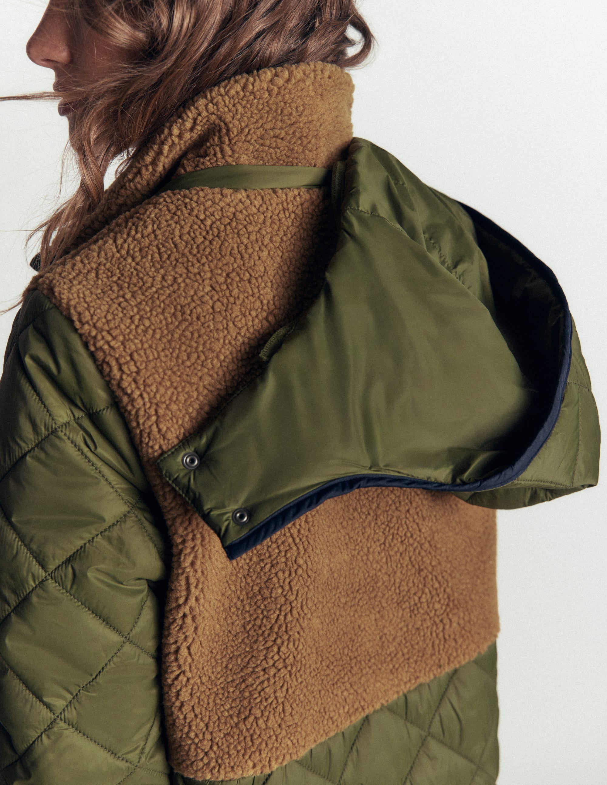 Borg Mix Coat-Woodland Green - Image 5