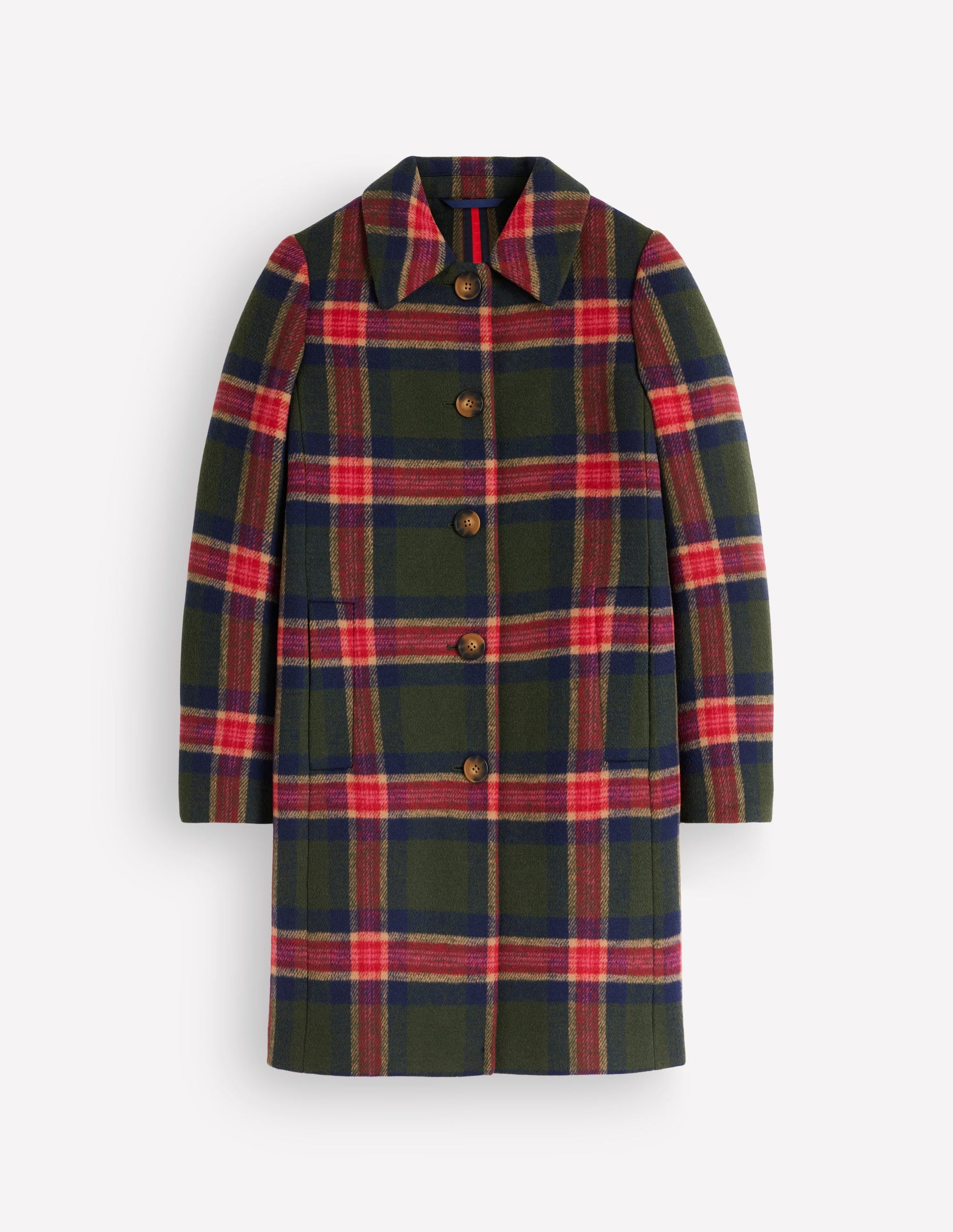 Aylesford Wool Coat-Olive, Navy and Red Check-8
