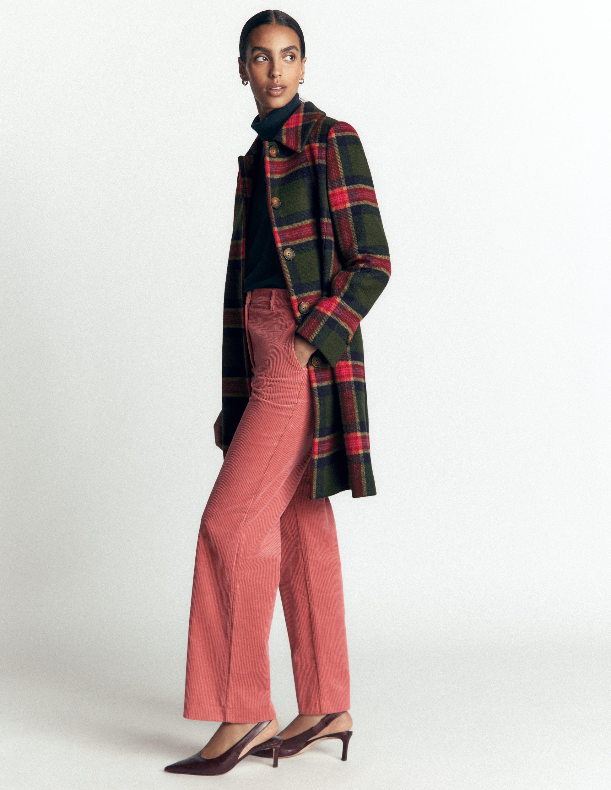 Aylesford Wool Coat-Olive, Navy and Red Check-7