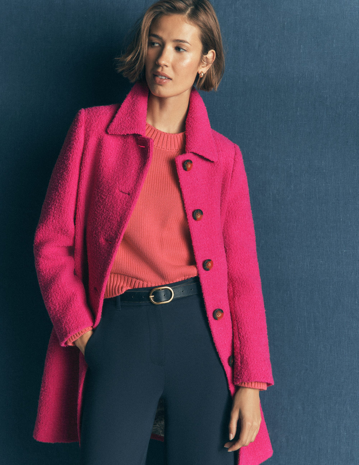 hot pink coat dress Aylesford Wool - Bright Embers Cinders