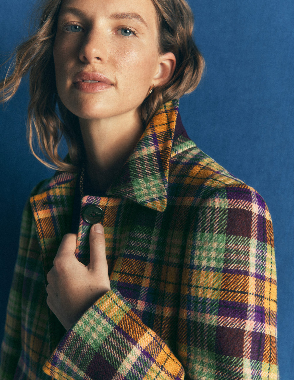 Aylesford Wool Coat-Yellow, Maroon Multi Check - Image 3