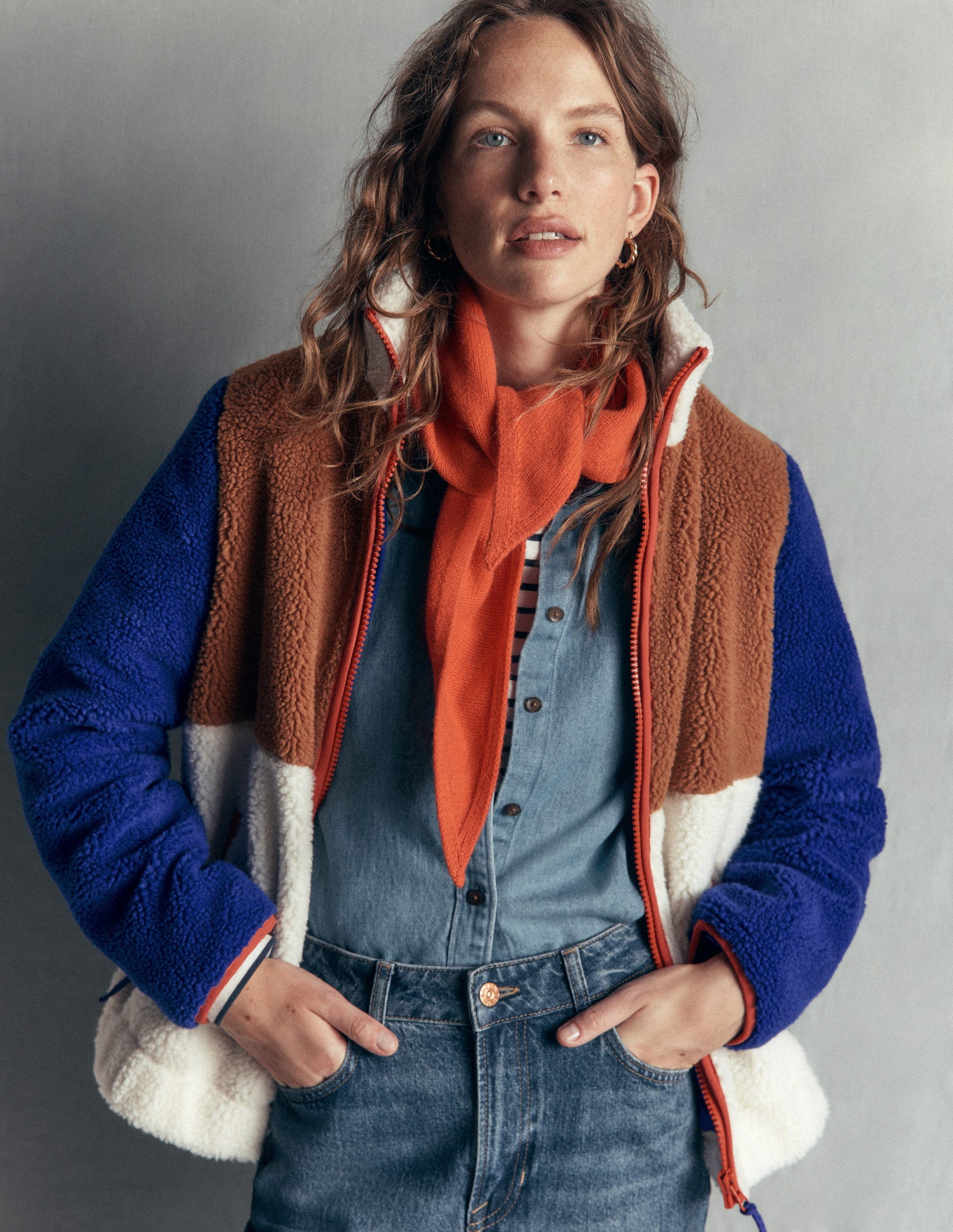 Alnwick Borg Jacket-Brown, Ivory Colour Block-1
