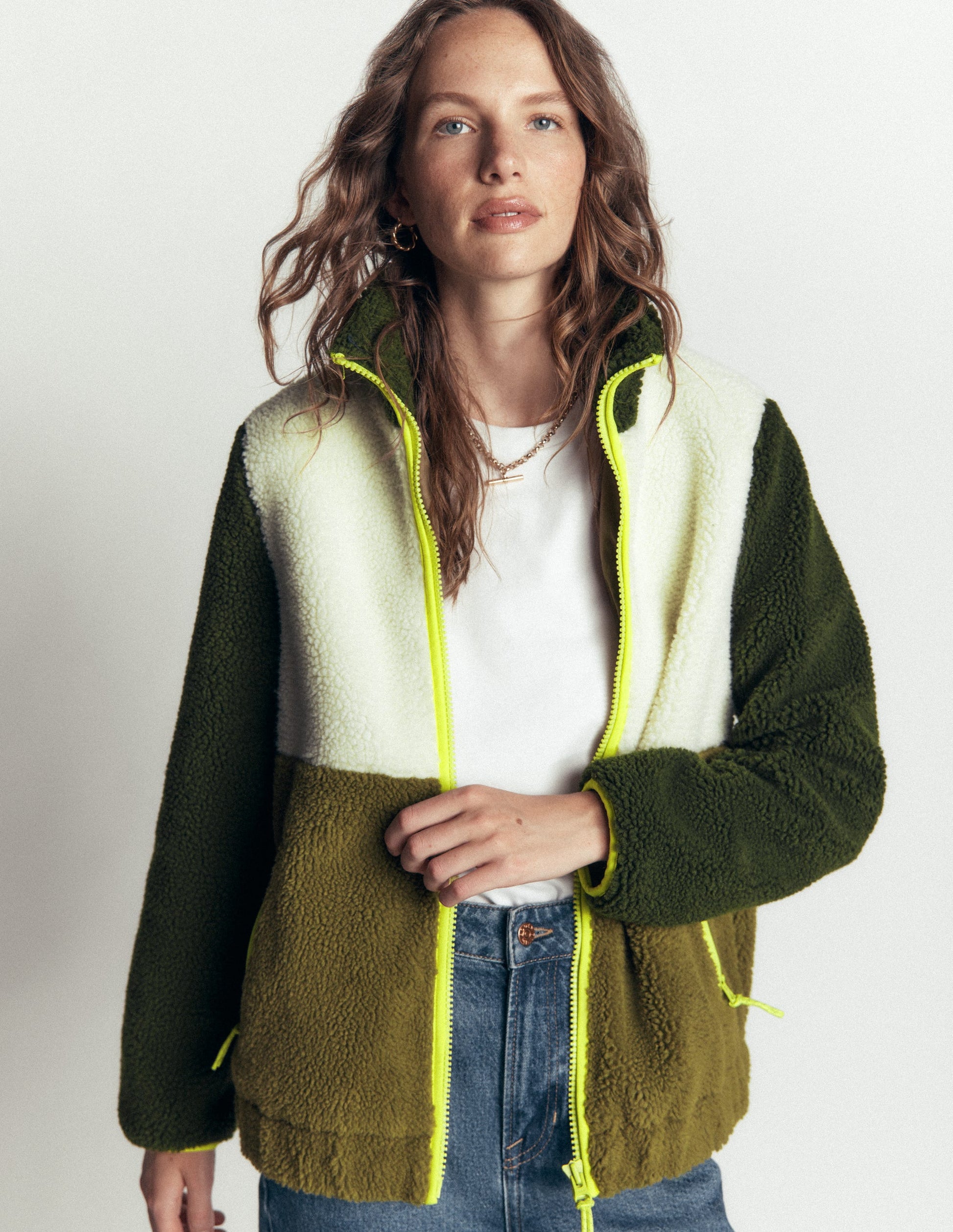 Alnwick Borg Jacket-Green, Ivory Colour Block-1