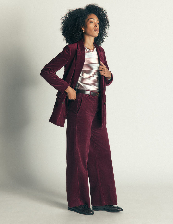 Double Breasted Blazer-Dark Crimson