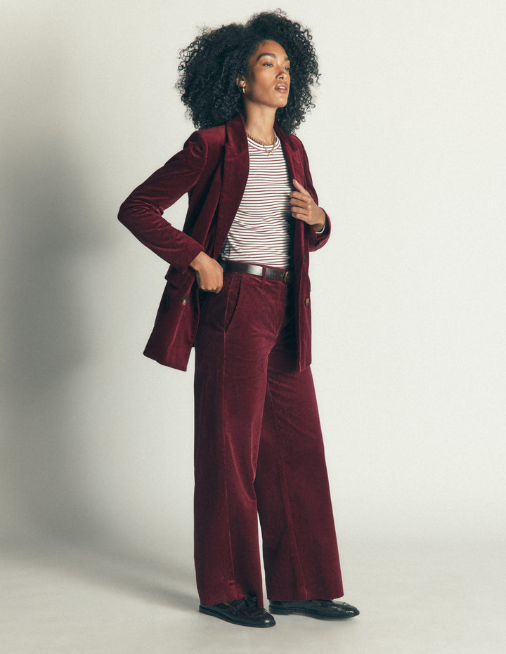 Double Breasted Blazer-Dark Crimson