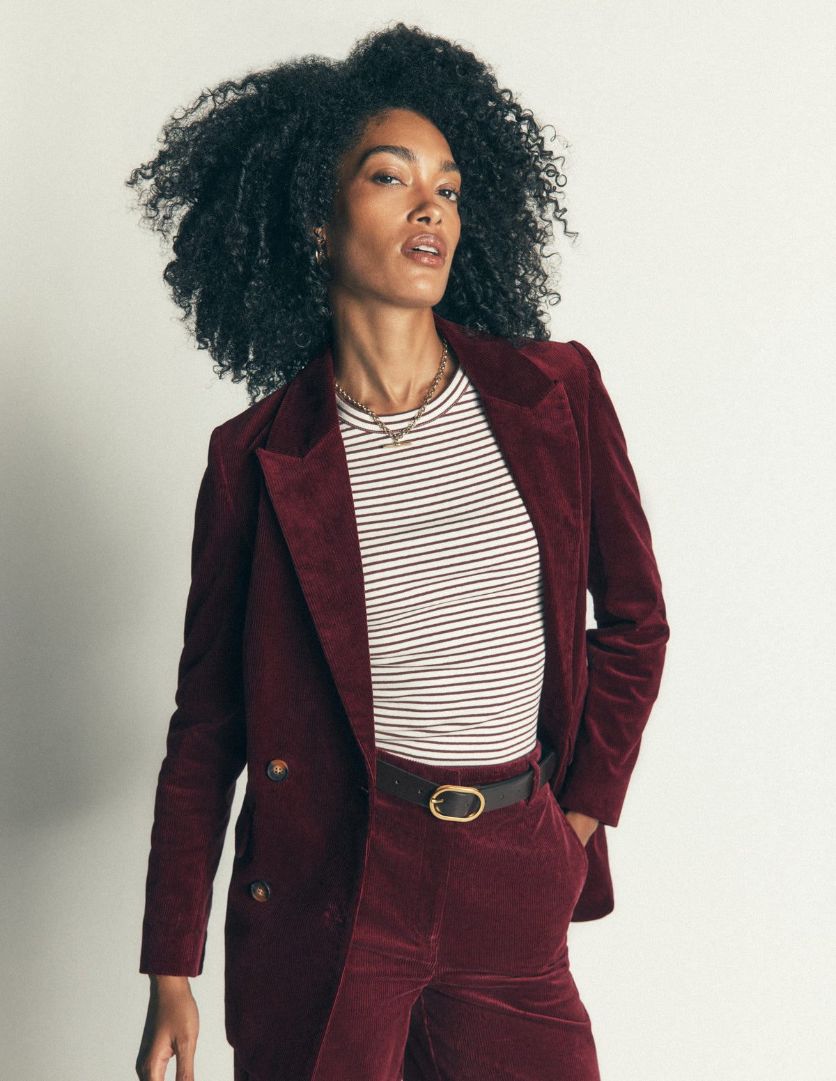Double Breasted Blazer-Dark Crimson-4