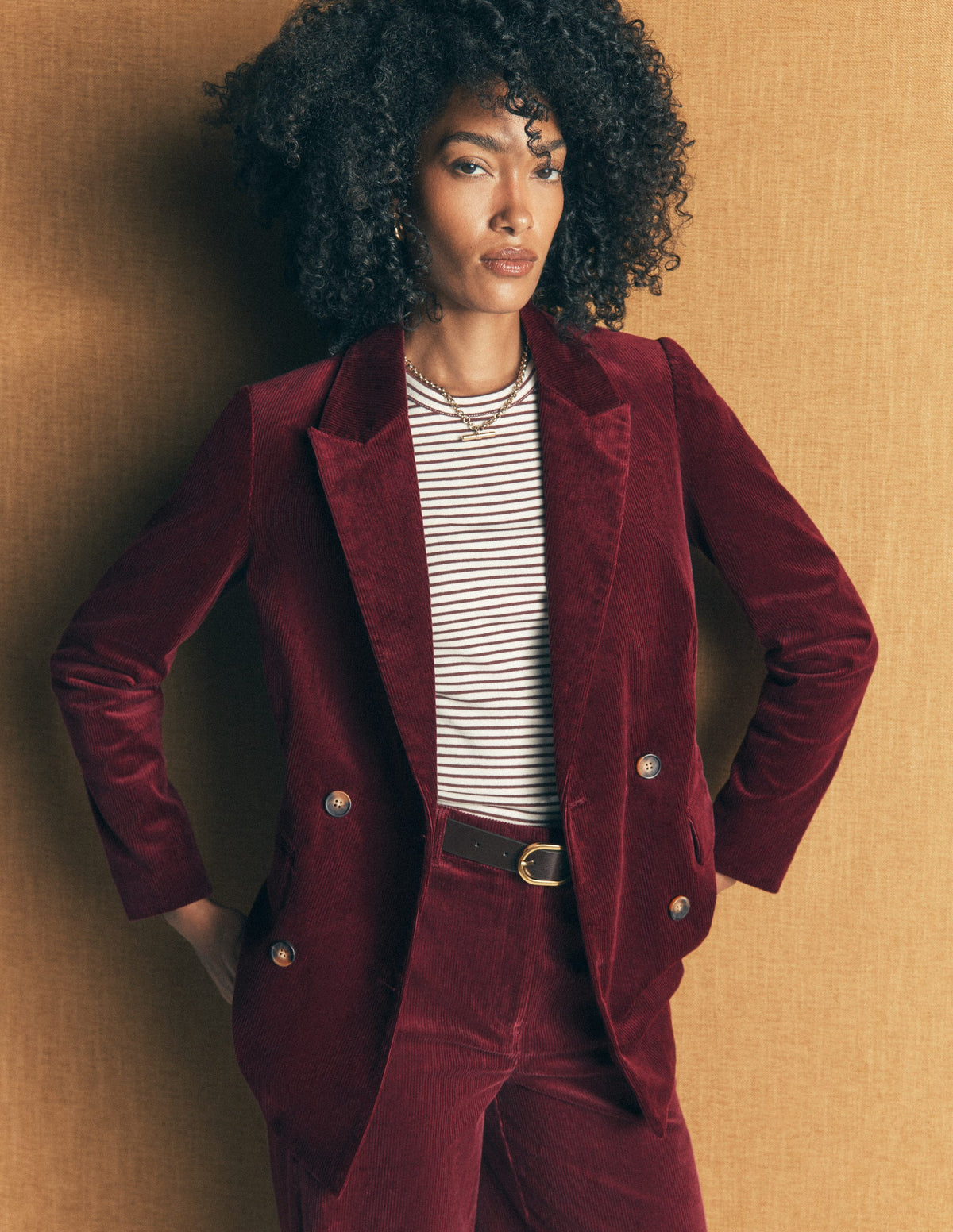 Double Breasted Blazer-Dark Crimson - Image 4