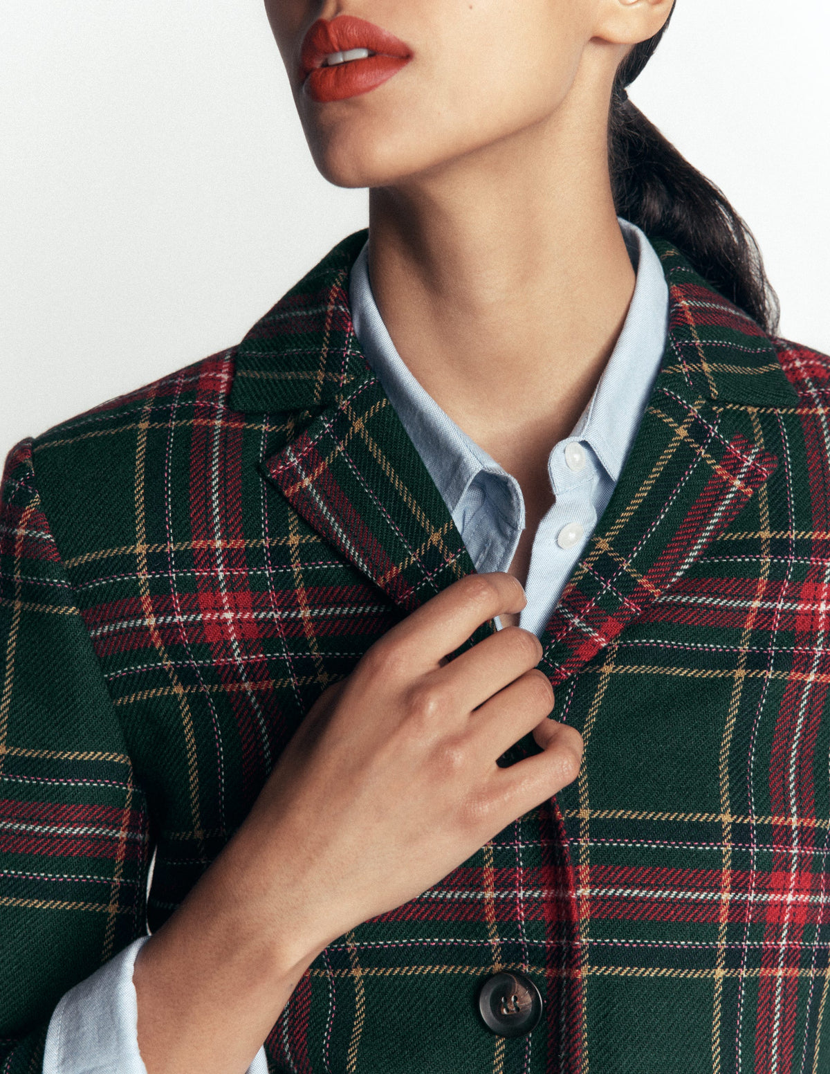 Dartmouth Wool Blend Blazer-Green, Navy and Red Check-5