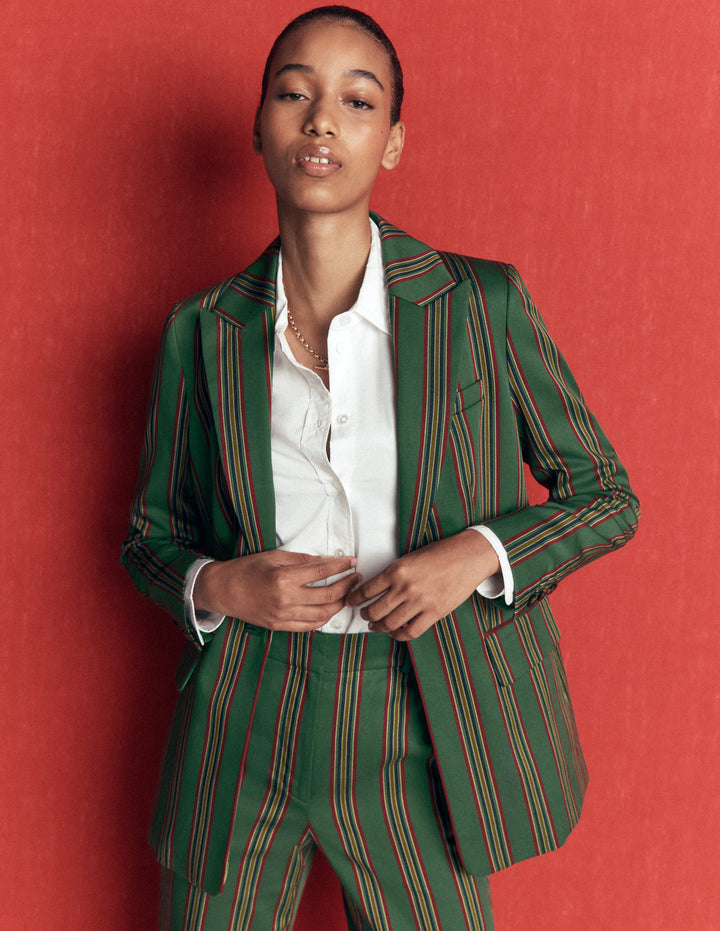 Woodbridge Tailored Blazer-Green, Collegic Stripe