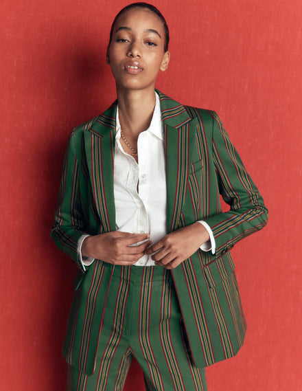 Woodbridge Tailored Blazer-Green, Collegic Stripe